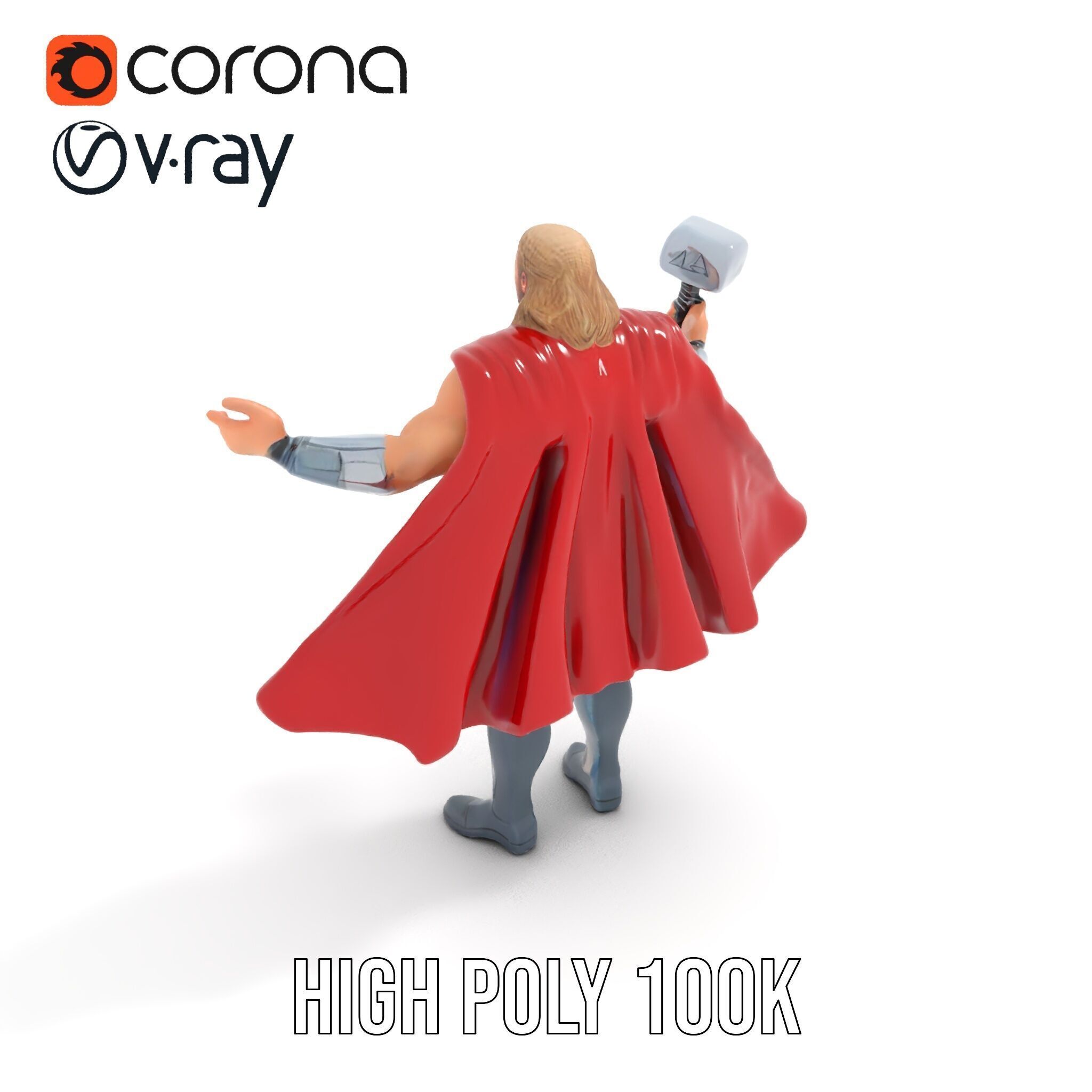 Thunder God Rigged and Animated Character Model Low-poly 3D model_9