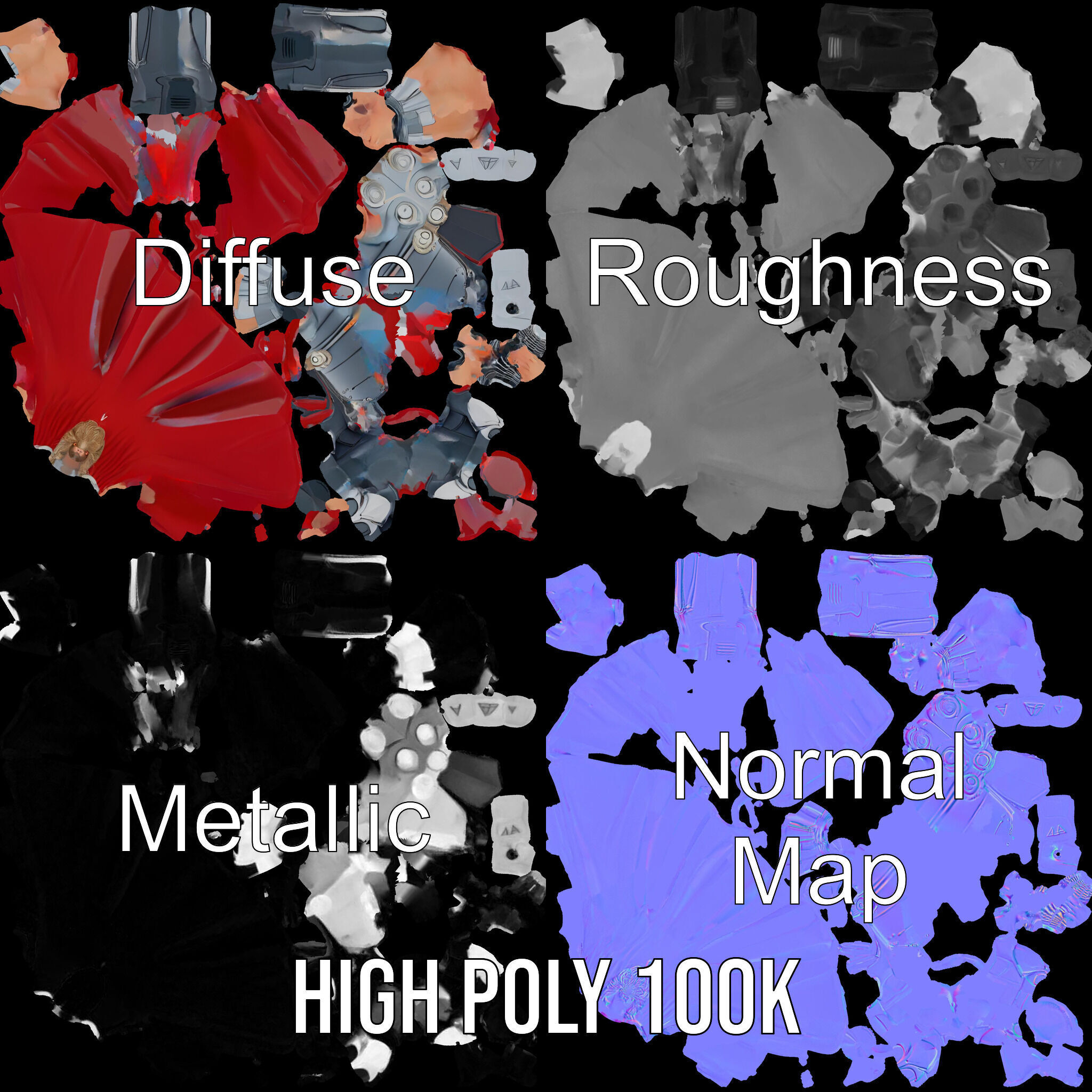 Thunder God Rigged and Animated Character Model Low-poly 3D model_3