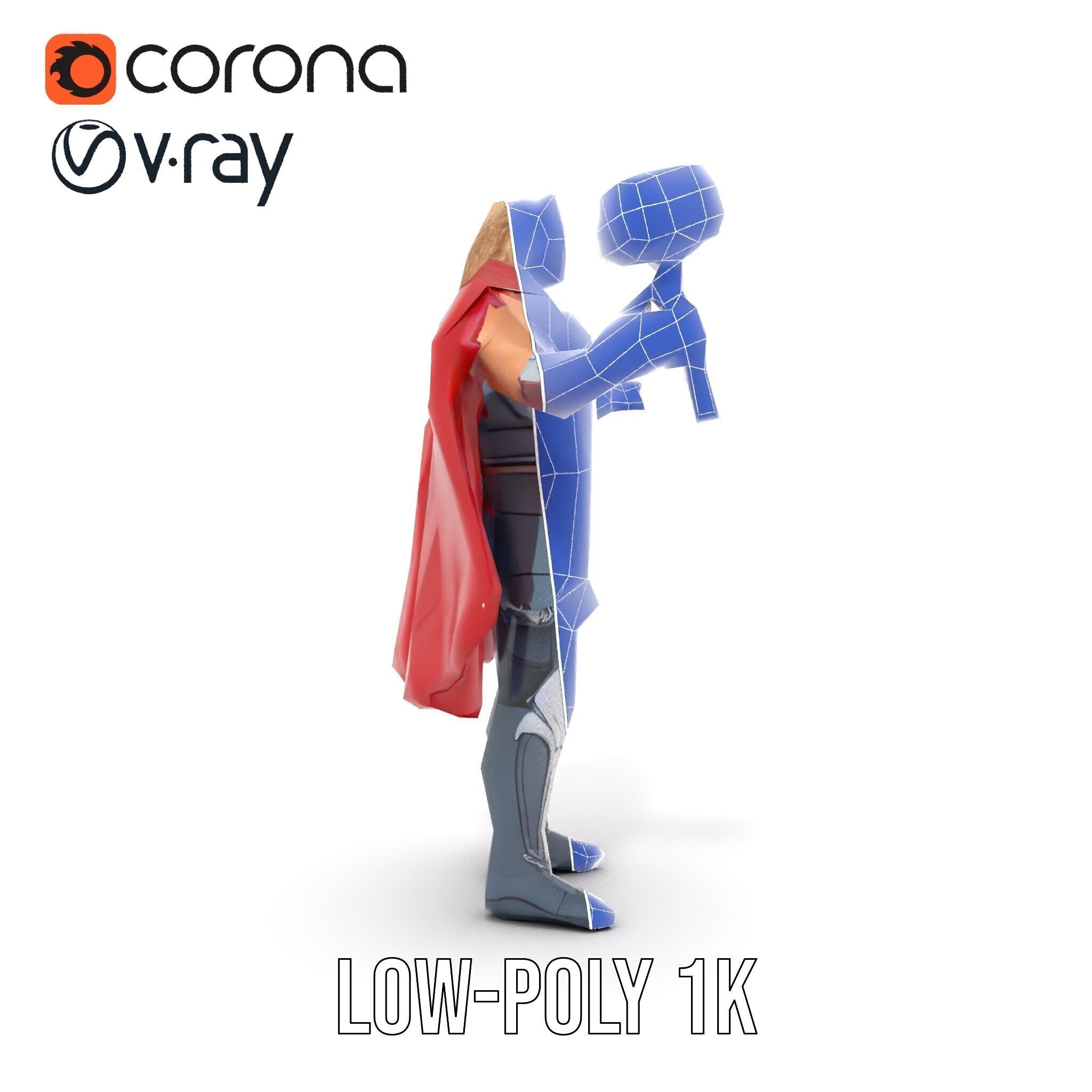 Thunder God Rigged and Animated Character Model Low-poly 3D model_25