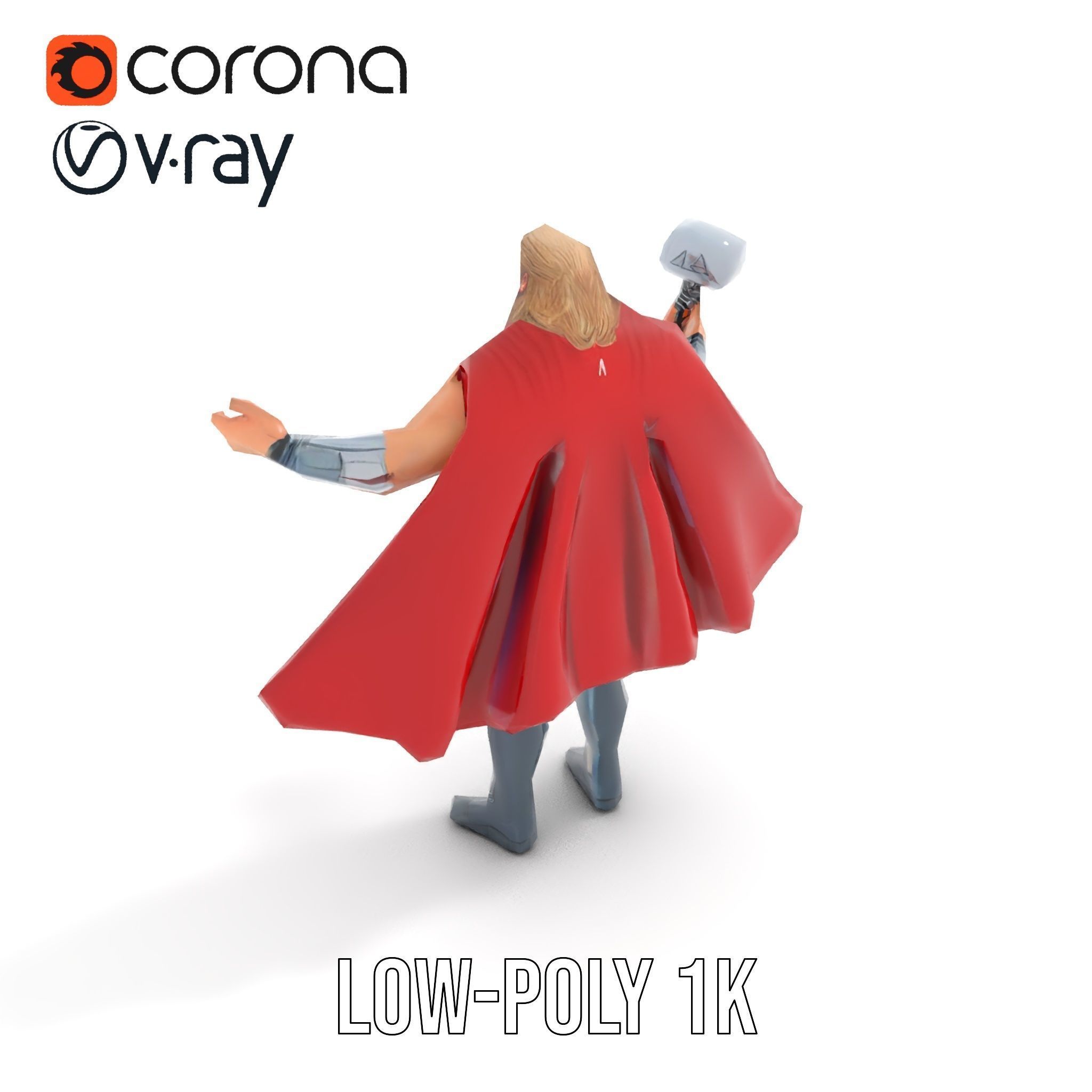 Thunder God Rigged and Animated Character Model Low-poly 3D model_19