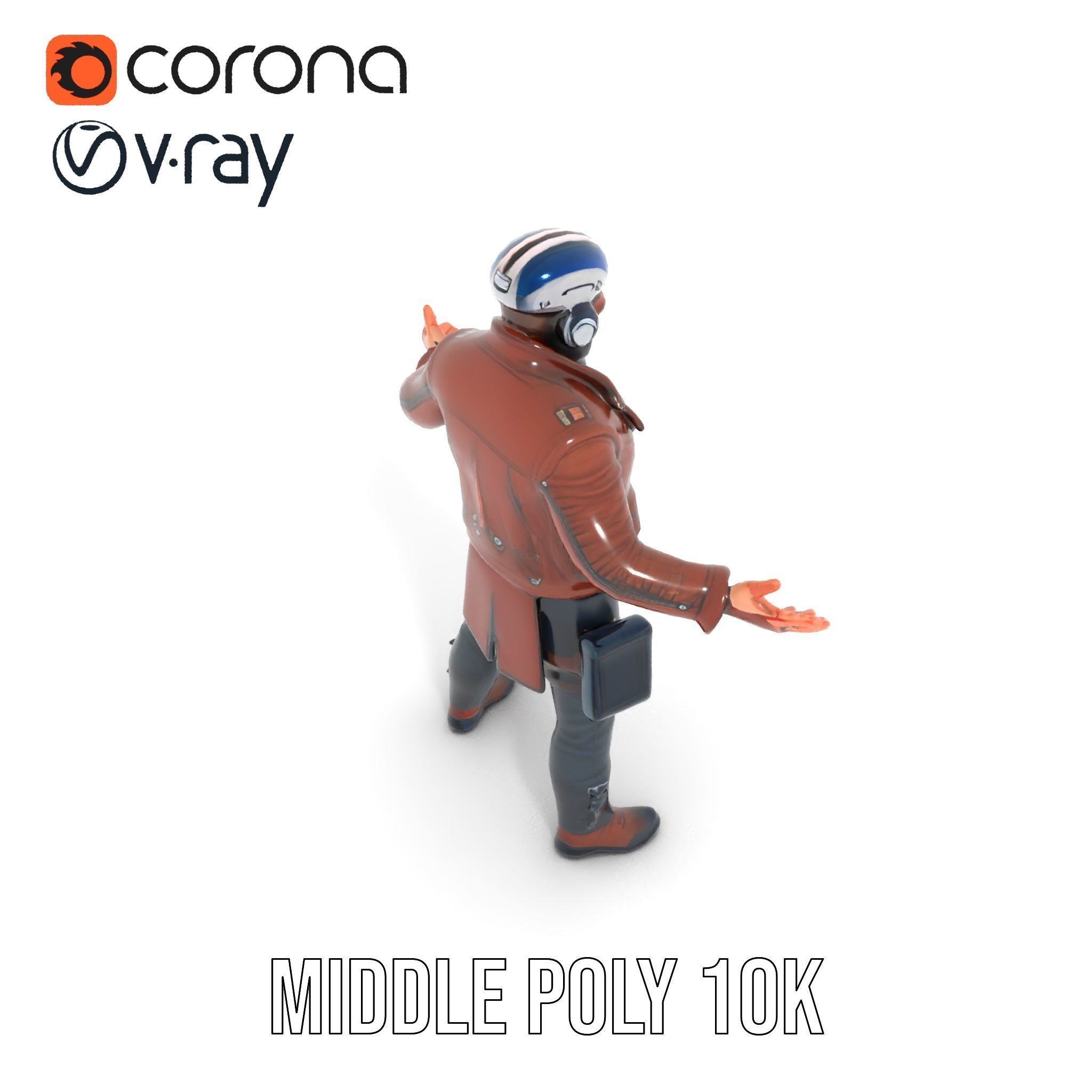 Space Pilot Rigged and Animated D Character Model Low-poly 3D model_17