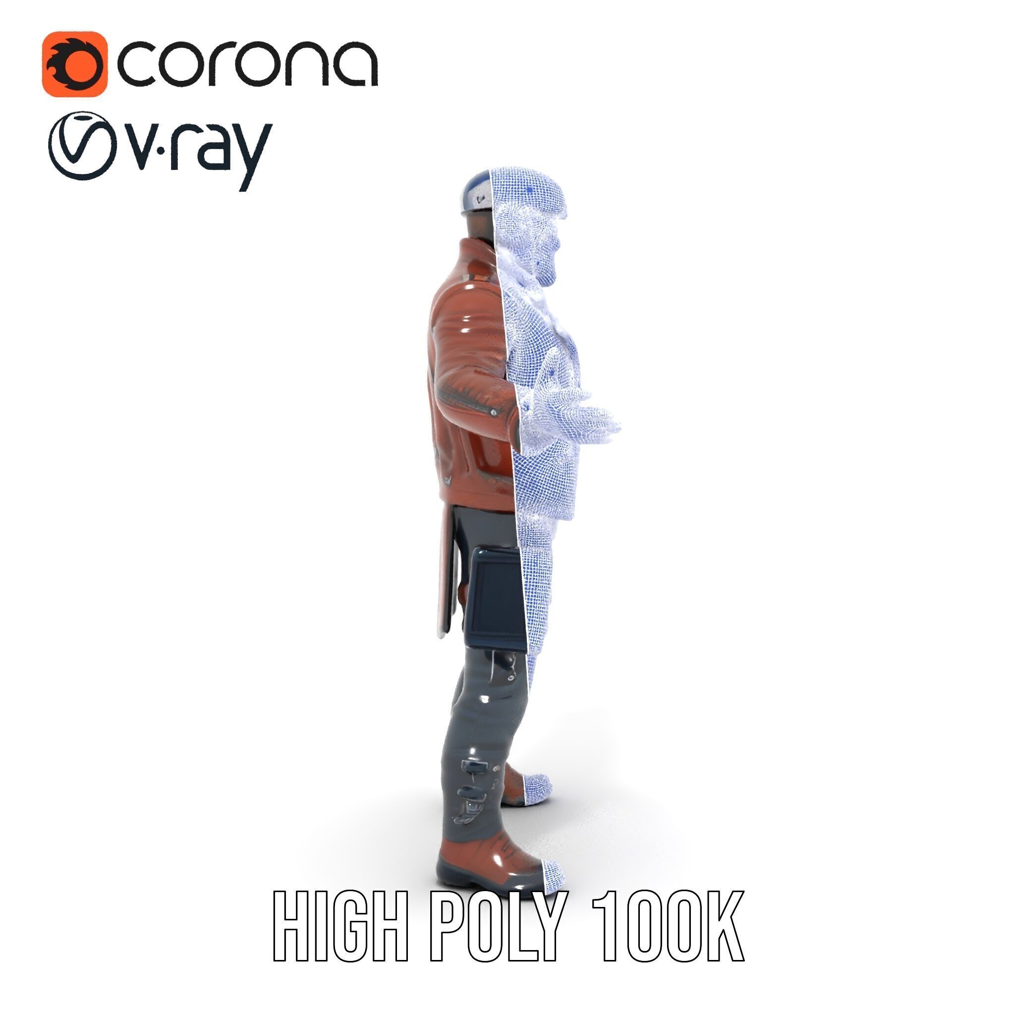 Space Pilot Rigged and Animated D Character Model Low-poly 3D model_37