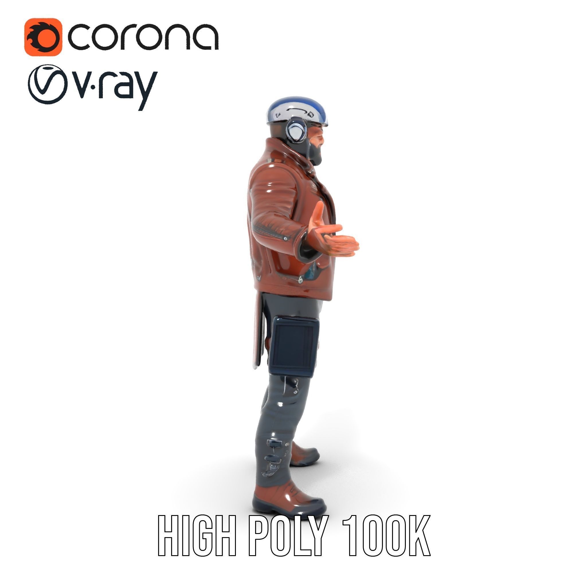 Space Pilot Rigged and Animated D Character Model Low-poly 3D model_13