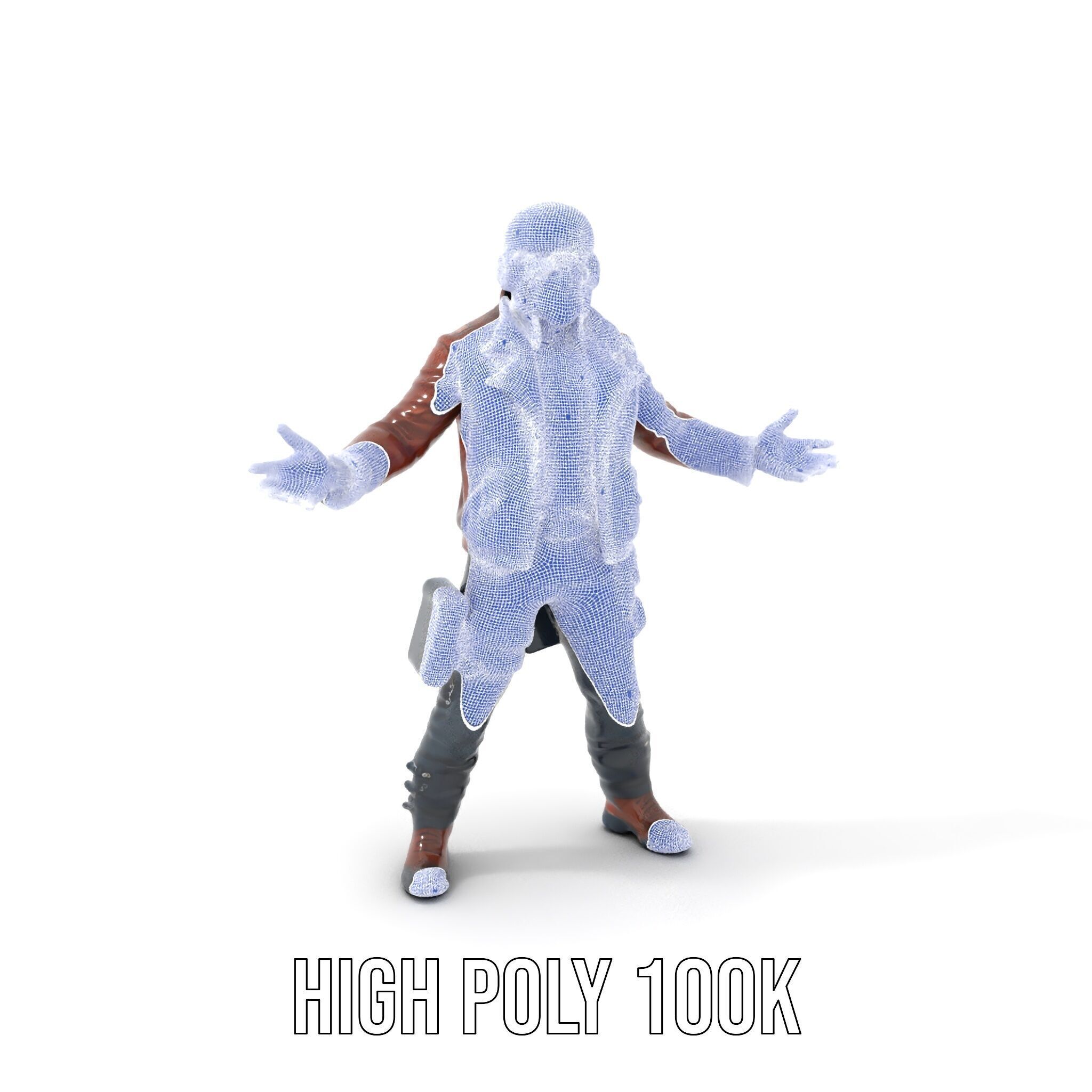 Space Pilot Rigged and Animated D Character Model Low-poly 3D model_5