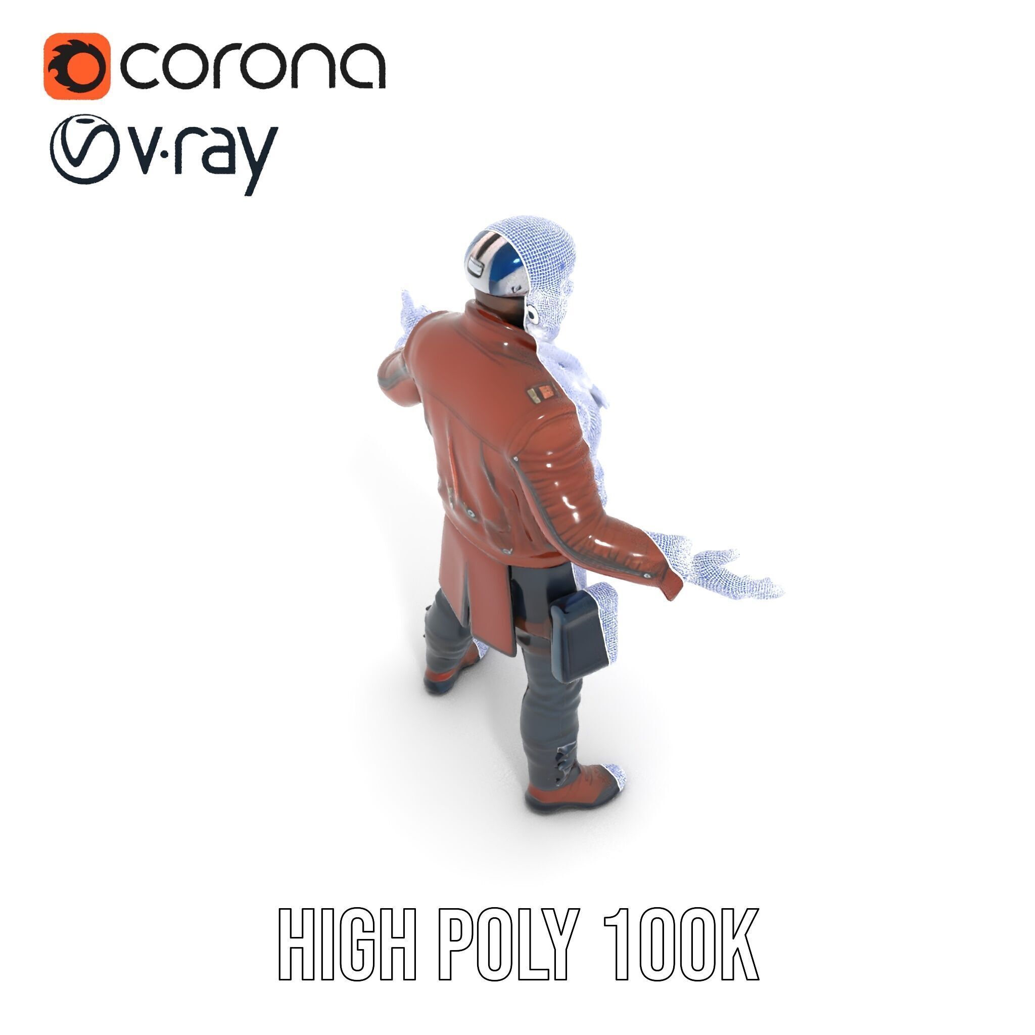 Space Pilot Rigged and Animated D Character Model Low-poly 3D model_34