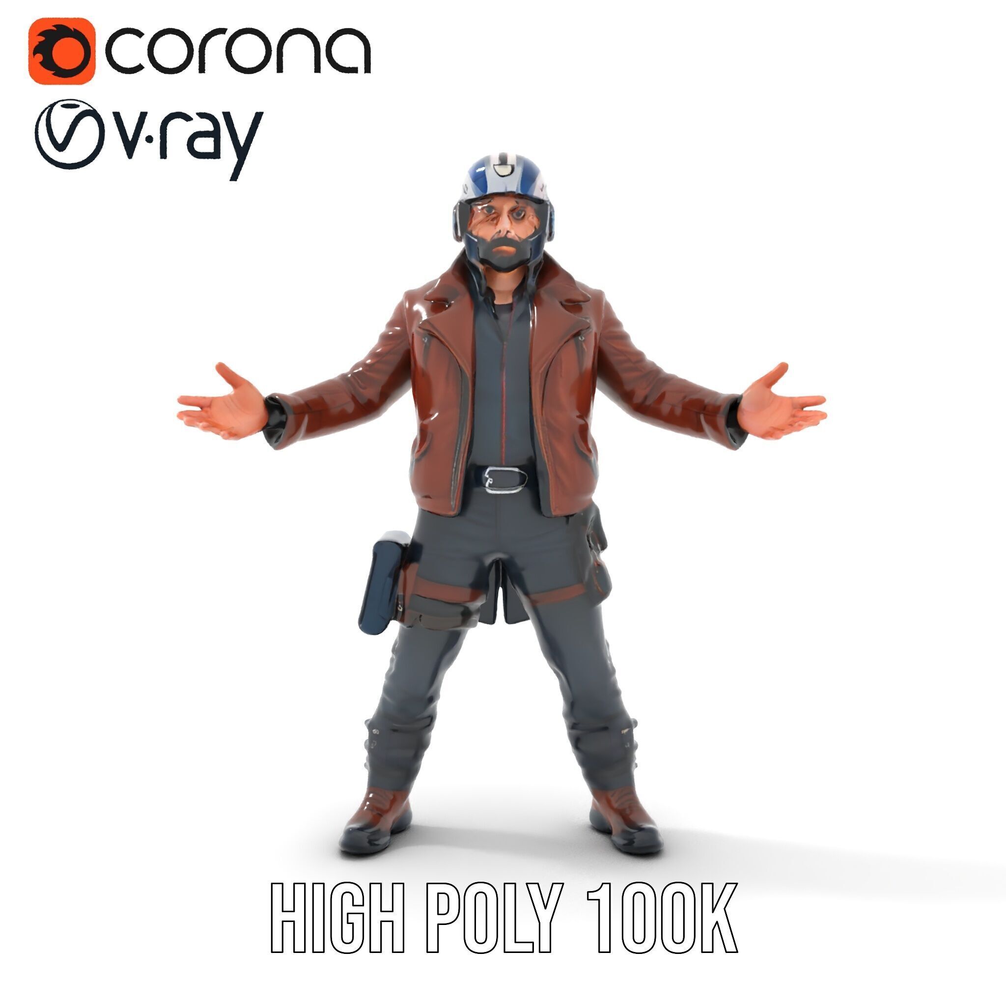Space Pilot Rigged and Animated D Character Model Low-poly 3D model_27
