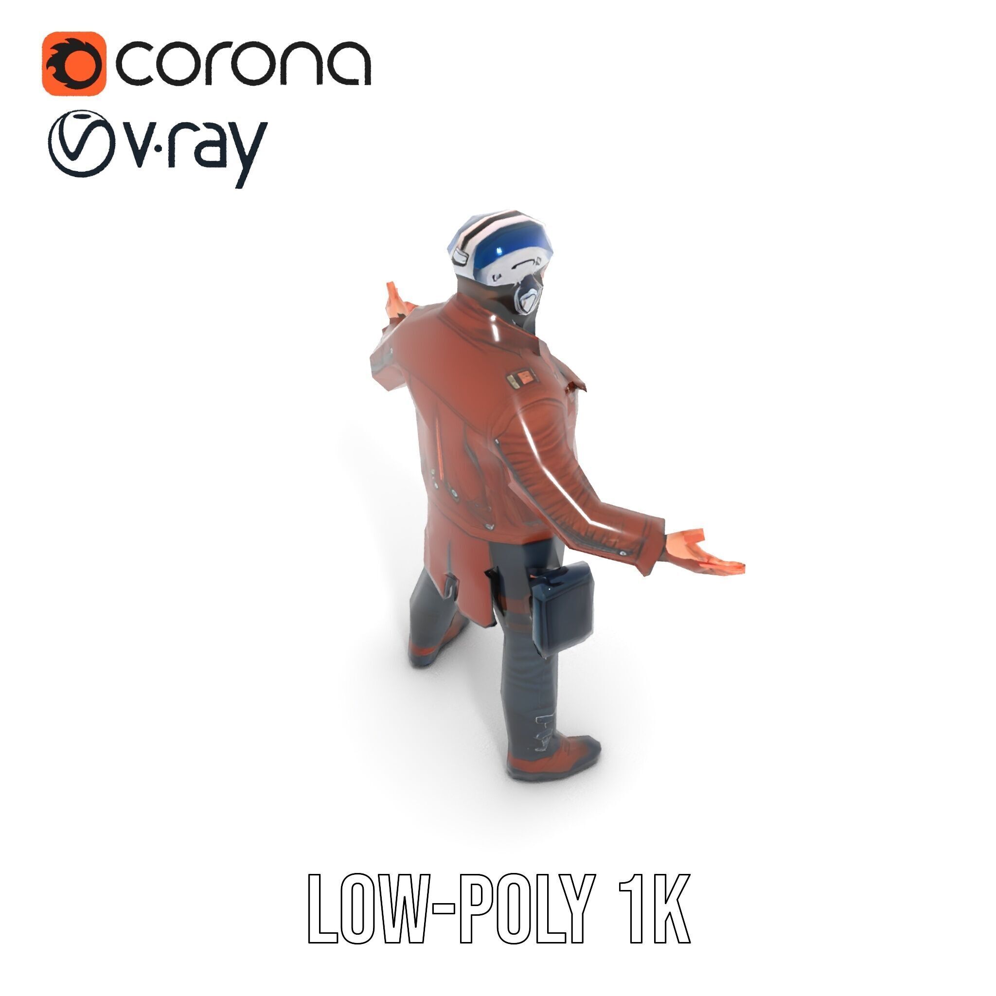 Space Pilot Rigged and Animated D Character Model Low-poly 3D model_15