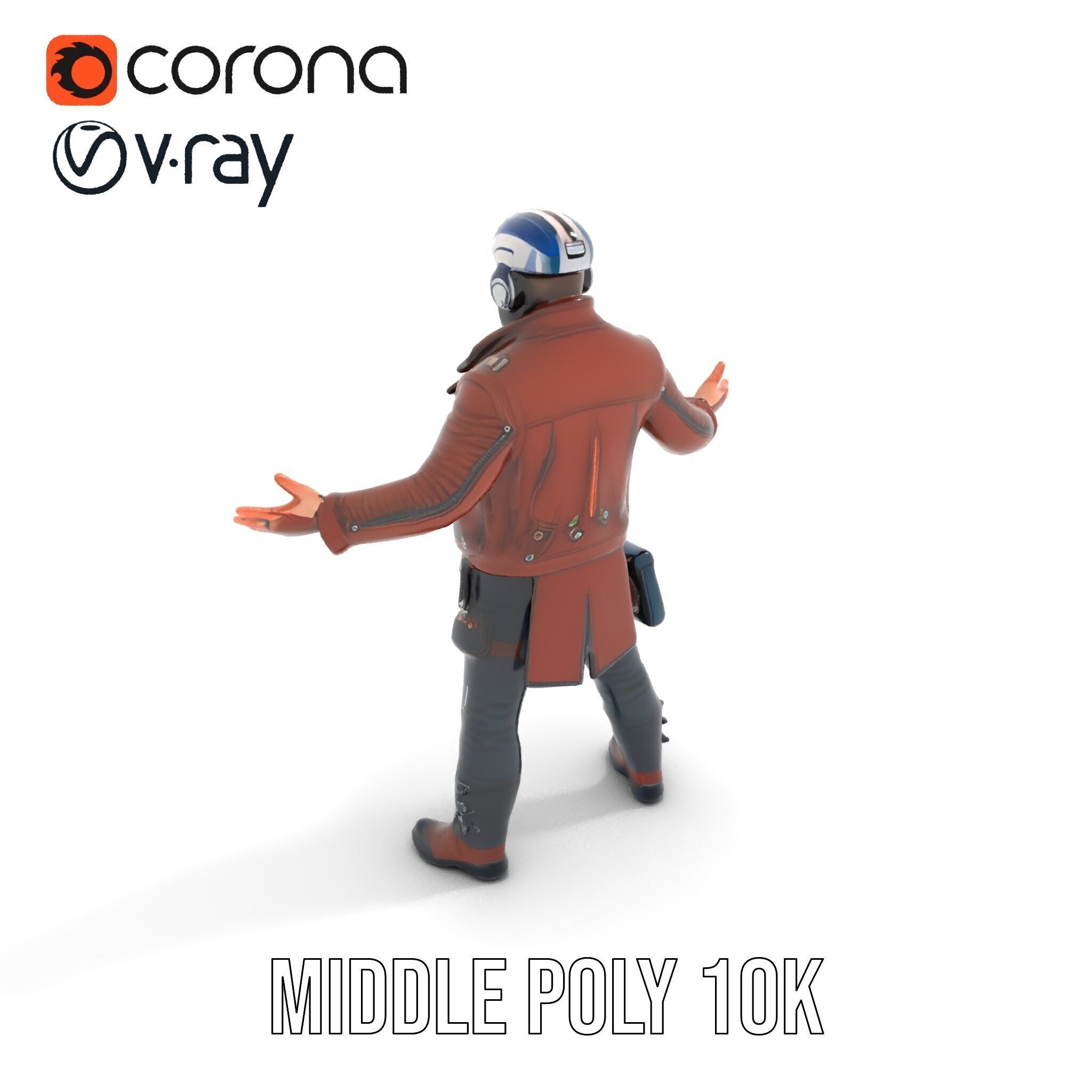 Space Pilot Rigged and Animated D Character Model Low-poly 3D model_11