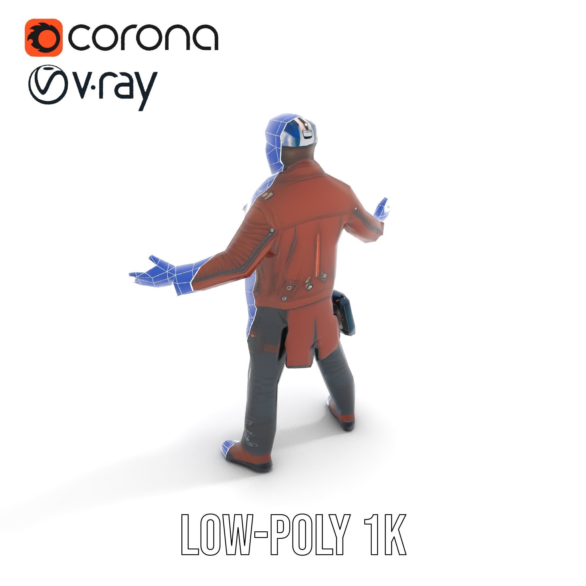 Space Pilot Rigged and Animated D Character Model Low-poly 3D model_12