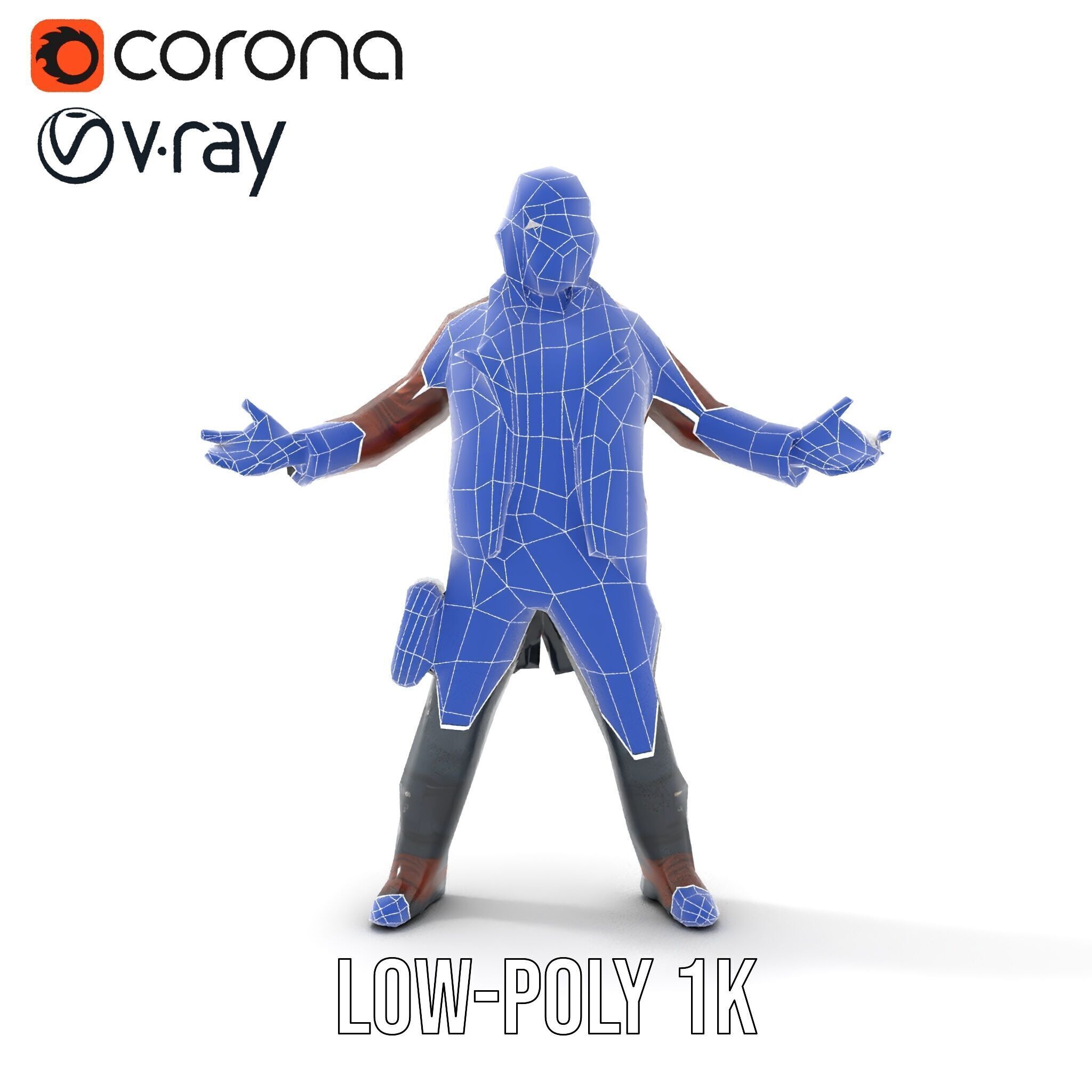 Space Pilot Rigged and Animated D Character Model Low-poly 3D model_26