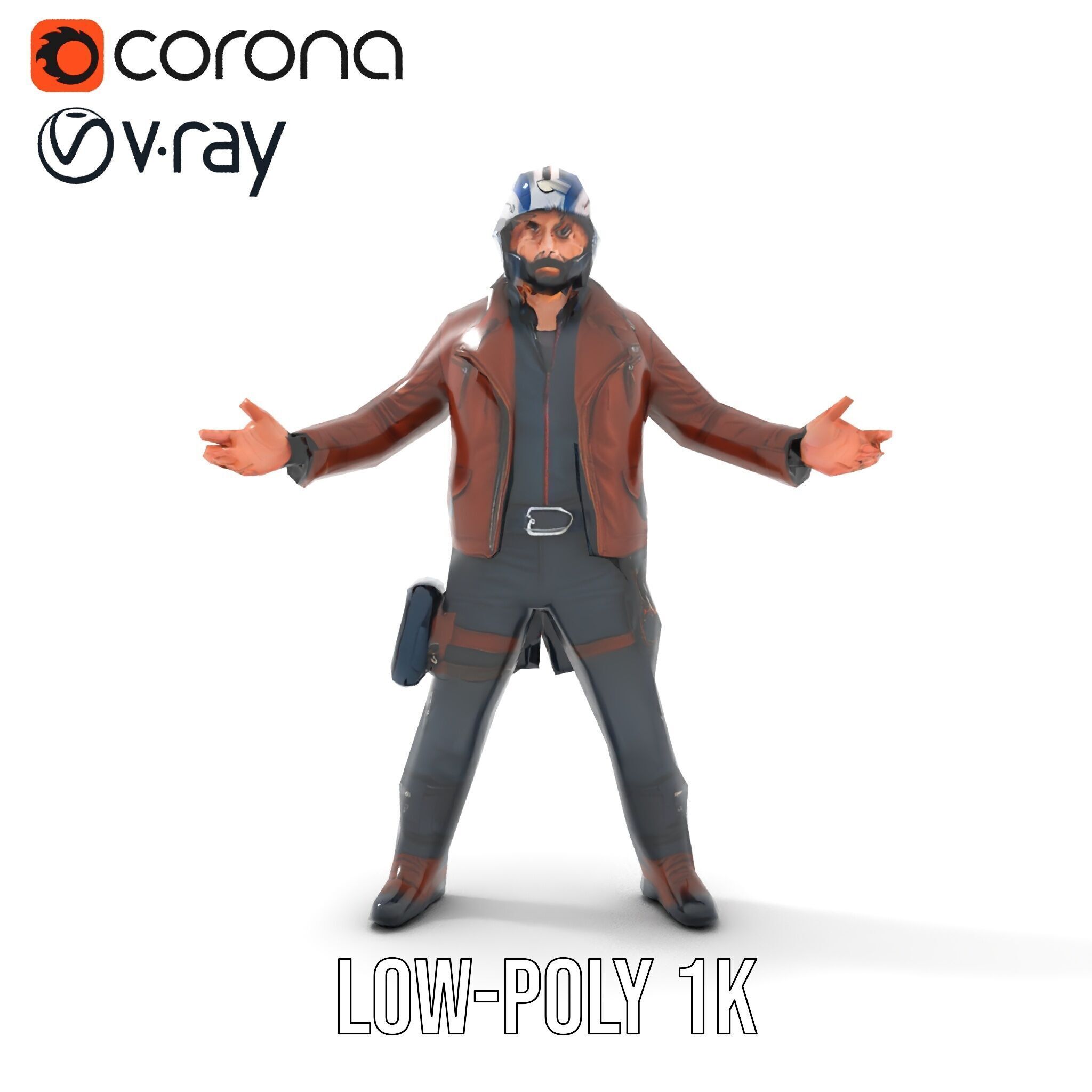 Space Pilot Rigged and Animated D Character Model Low-poly 3D model_29