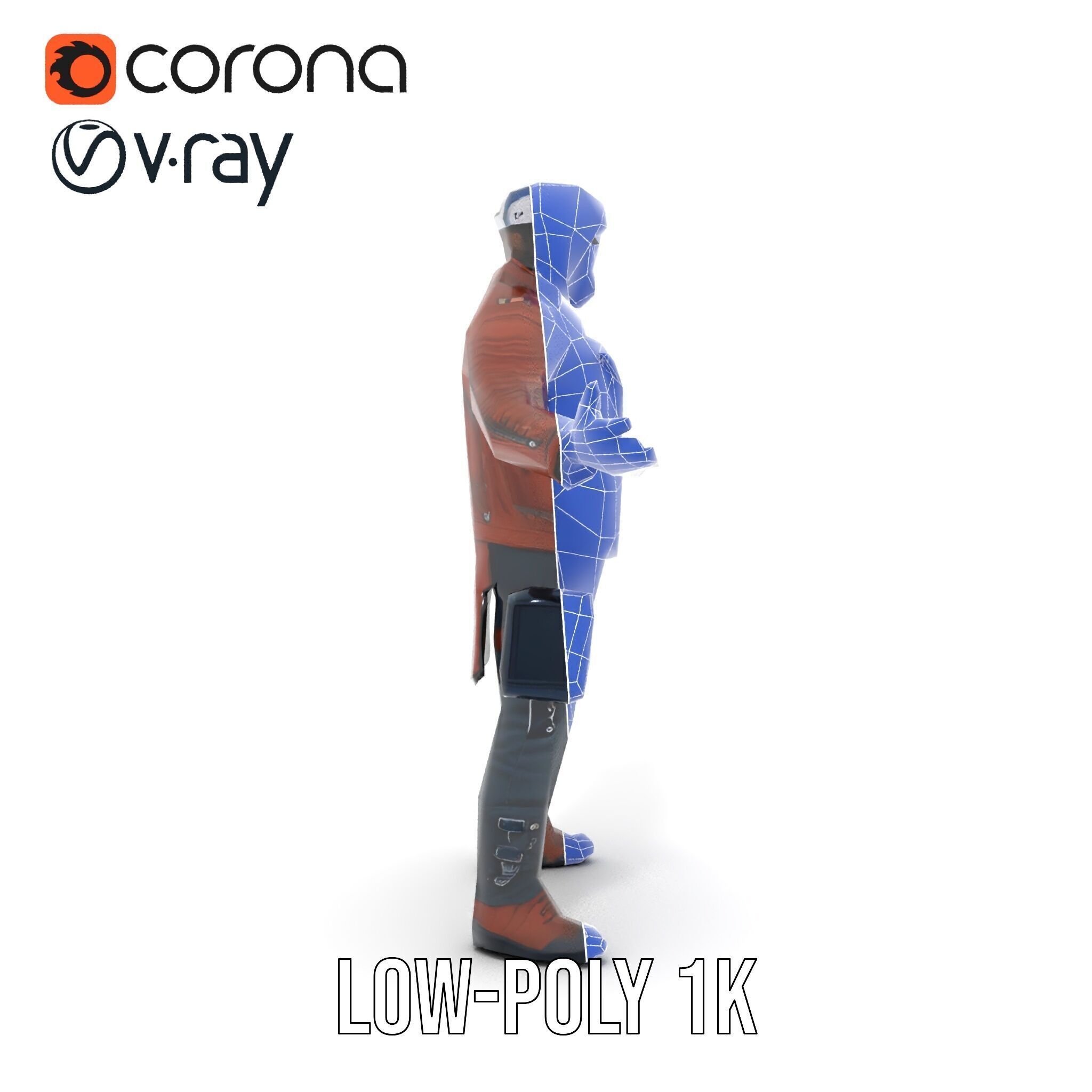 Space Pilot Rigged and Animated D Character Model Low-poly 3D model_24