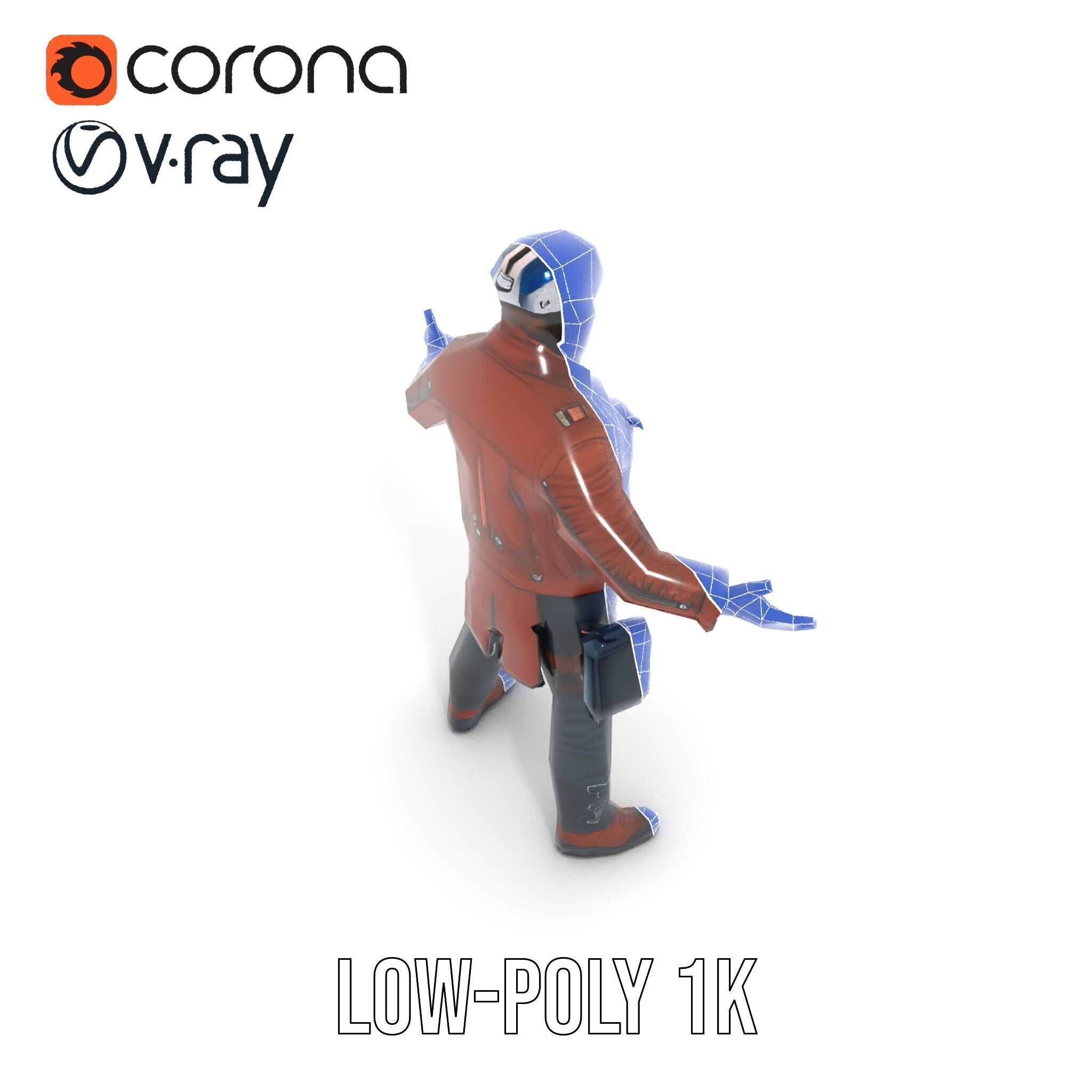 Space Pilot Rigged and Animated D Character Model Low-poly 3D model_32