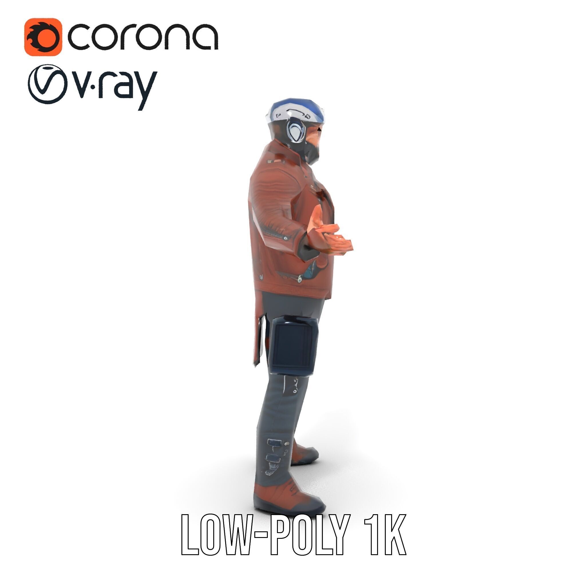 Space Pilot Rigged and Animated D Character Model Low-poly 3D model_9