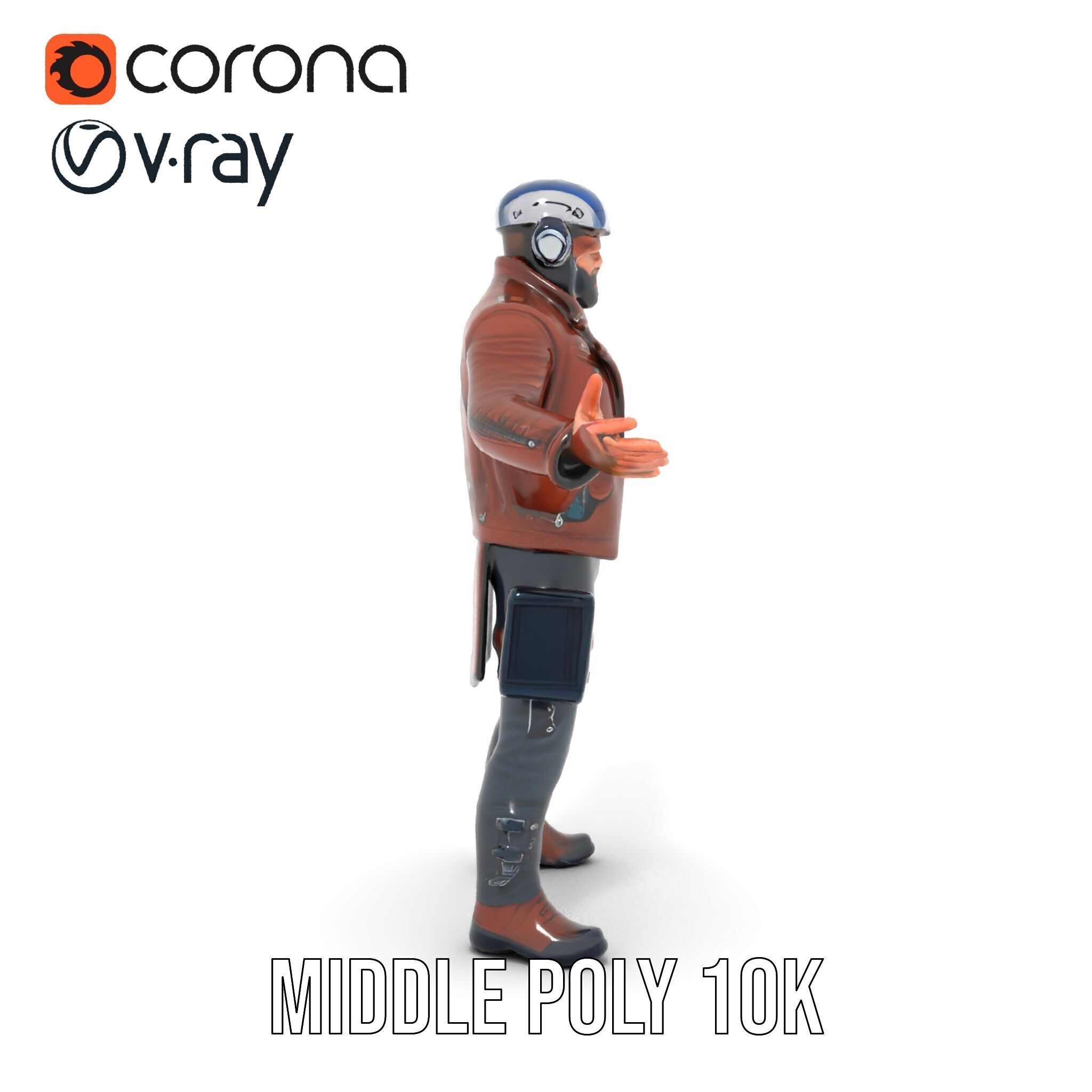 Space Pilot Rigged and Animated D Character Model Low-poly 3D model_14