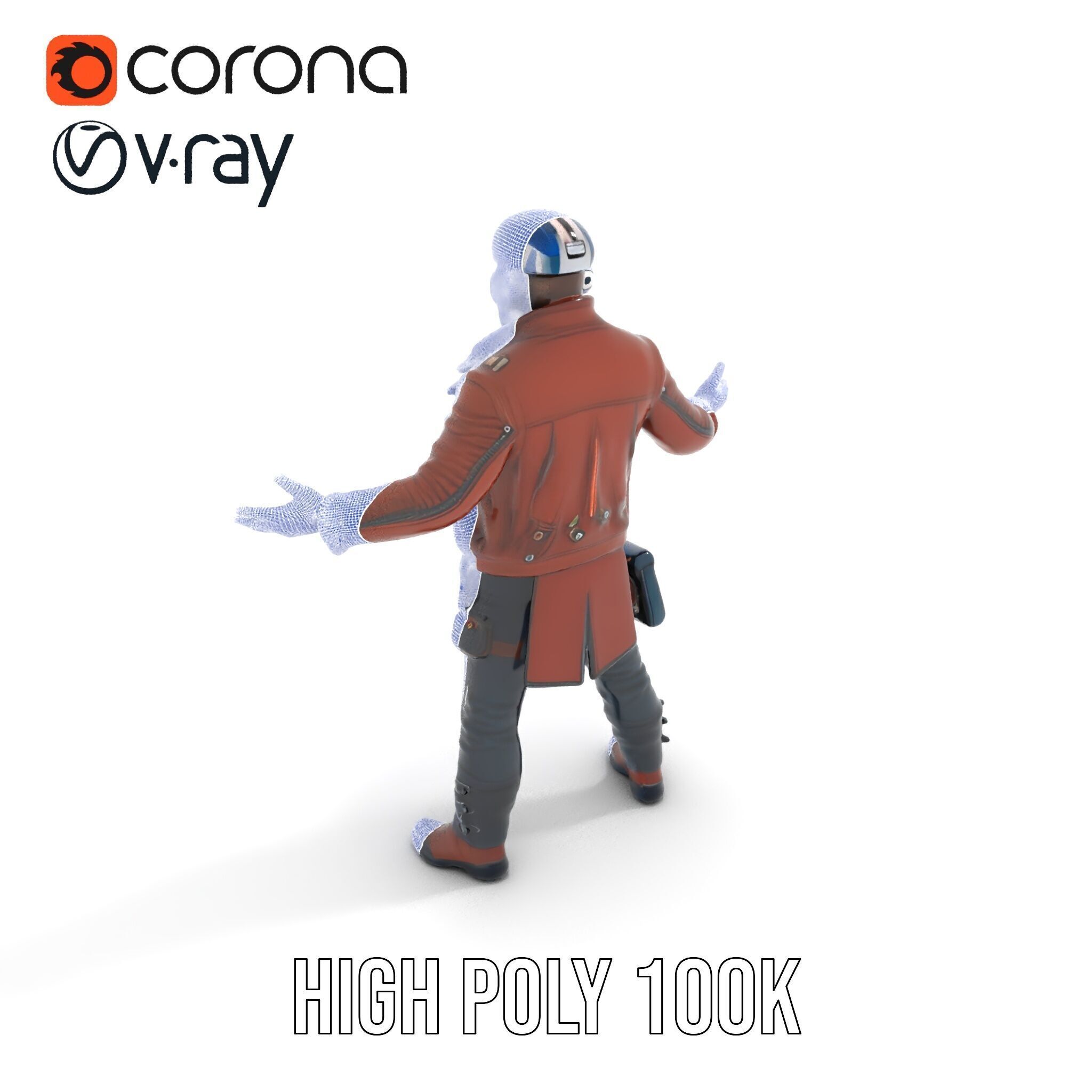 Space Pilot Rigged and Animated D Character Model Low-poly 3D model_16