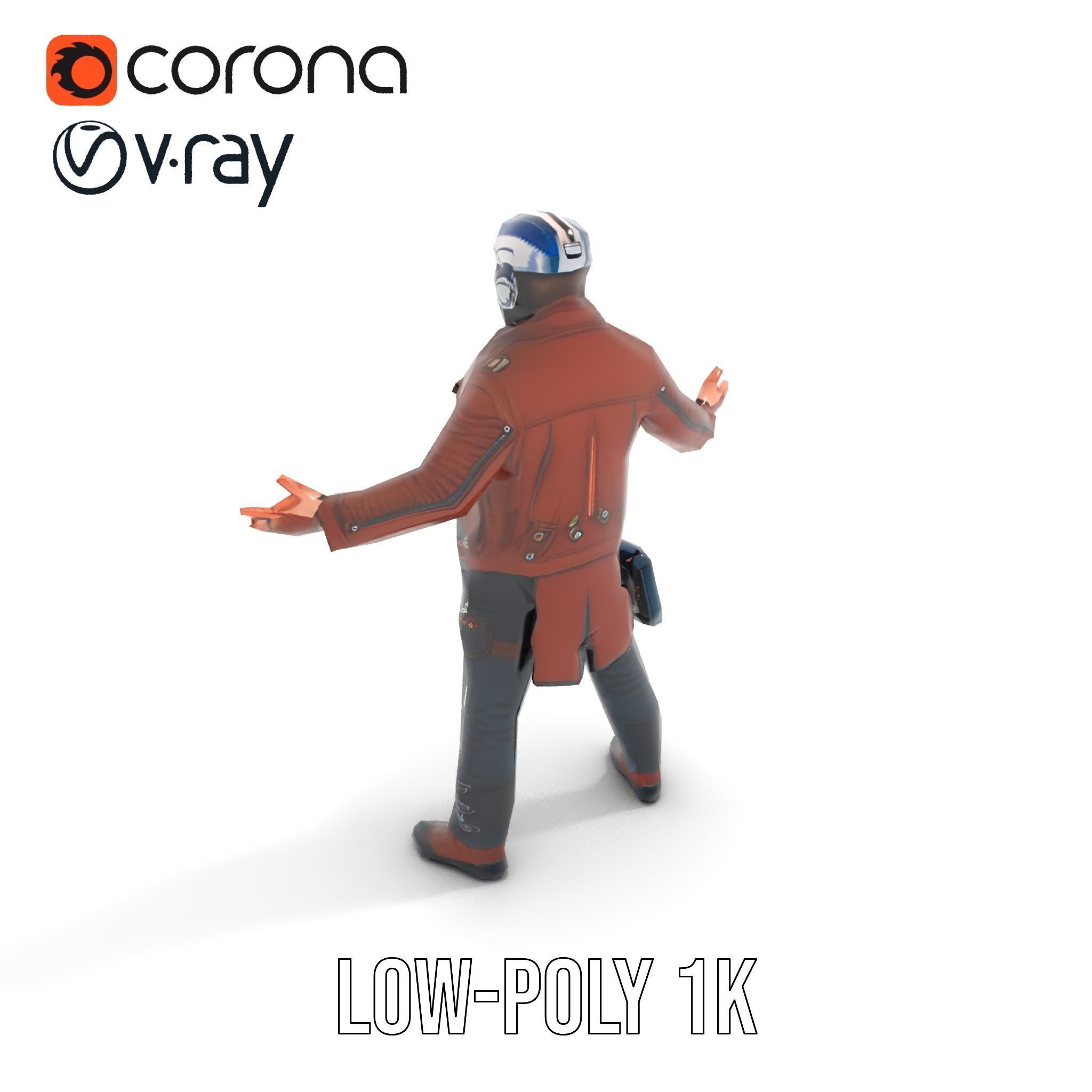 Space Pilot Rigged and Animated D Character Model Low-poly 3D model_18