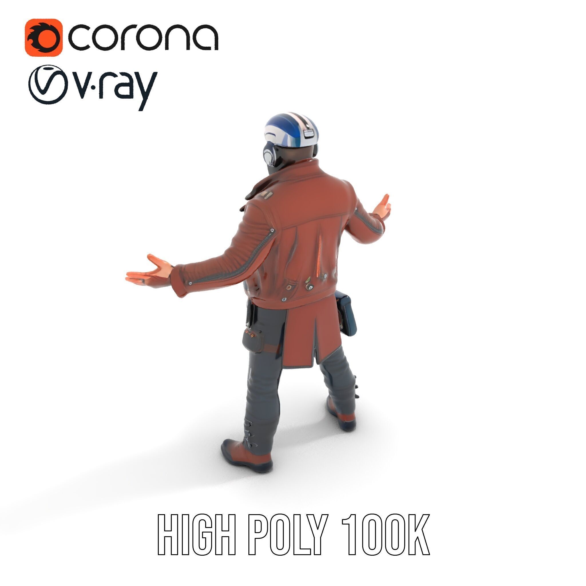 Space Pilot Rigged and Animated D Character Model Low-poly 3D model_19