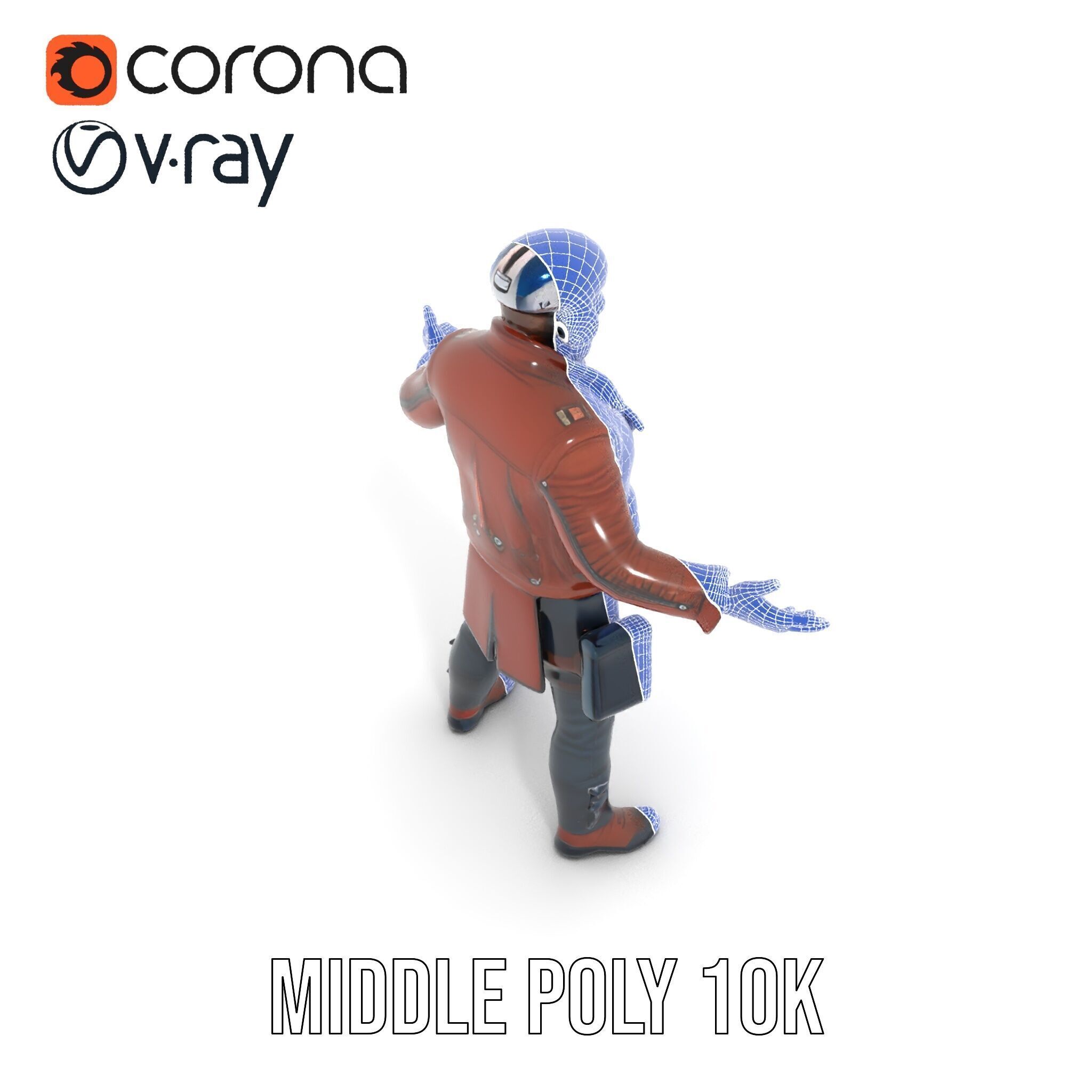 Space Pilot Rigged and Animated D Character Model Low-poly 3D model_20