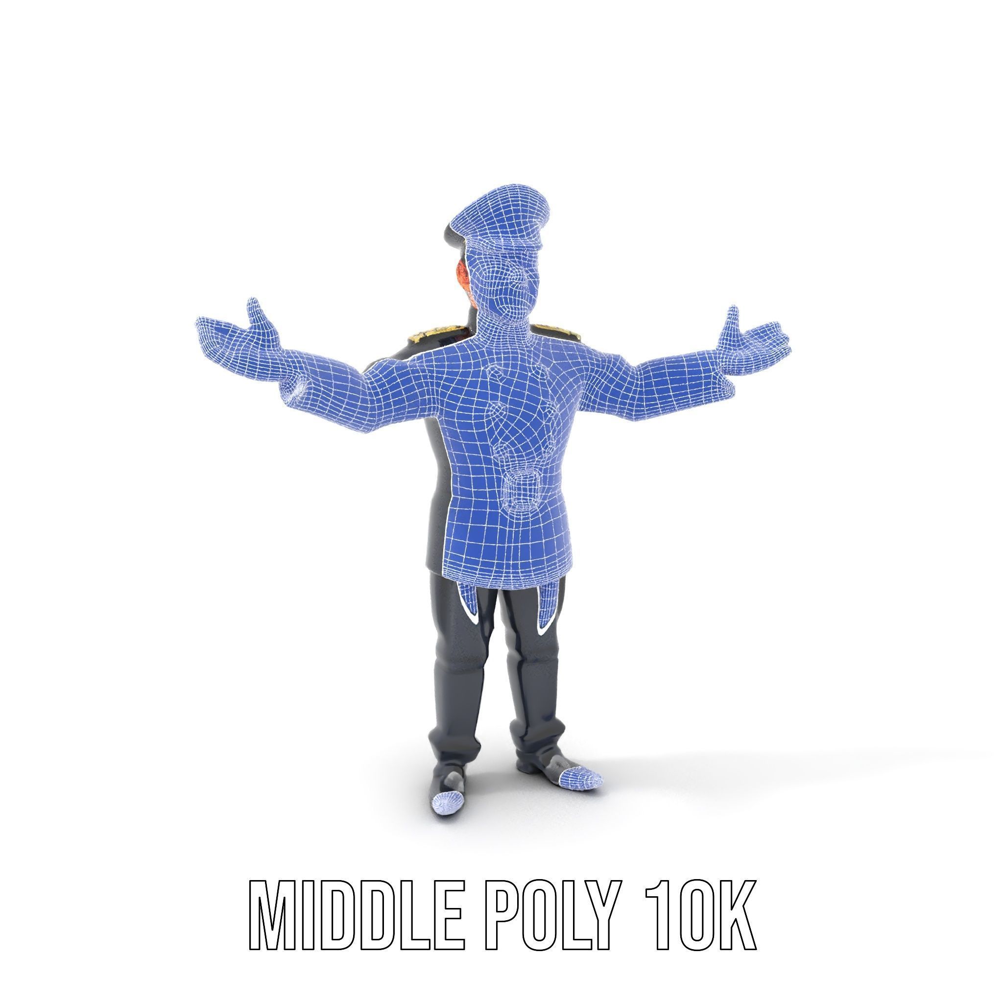 Charming Officer Character Model Rigged and Animated Low-poly 3D model_27