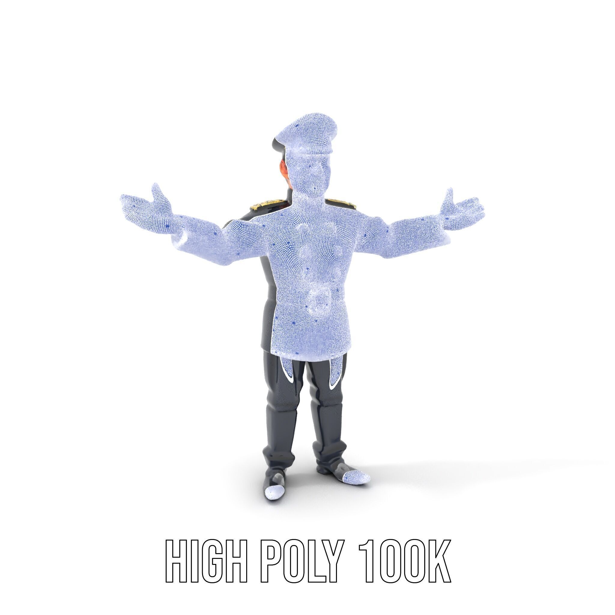 Charming Officer Character Model Rigged and Animated Low-poly 3D model_4