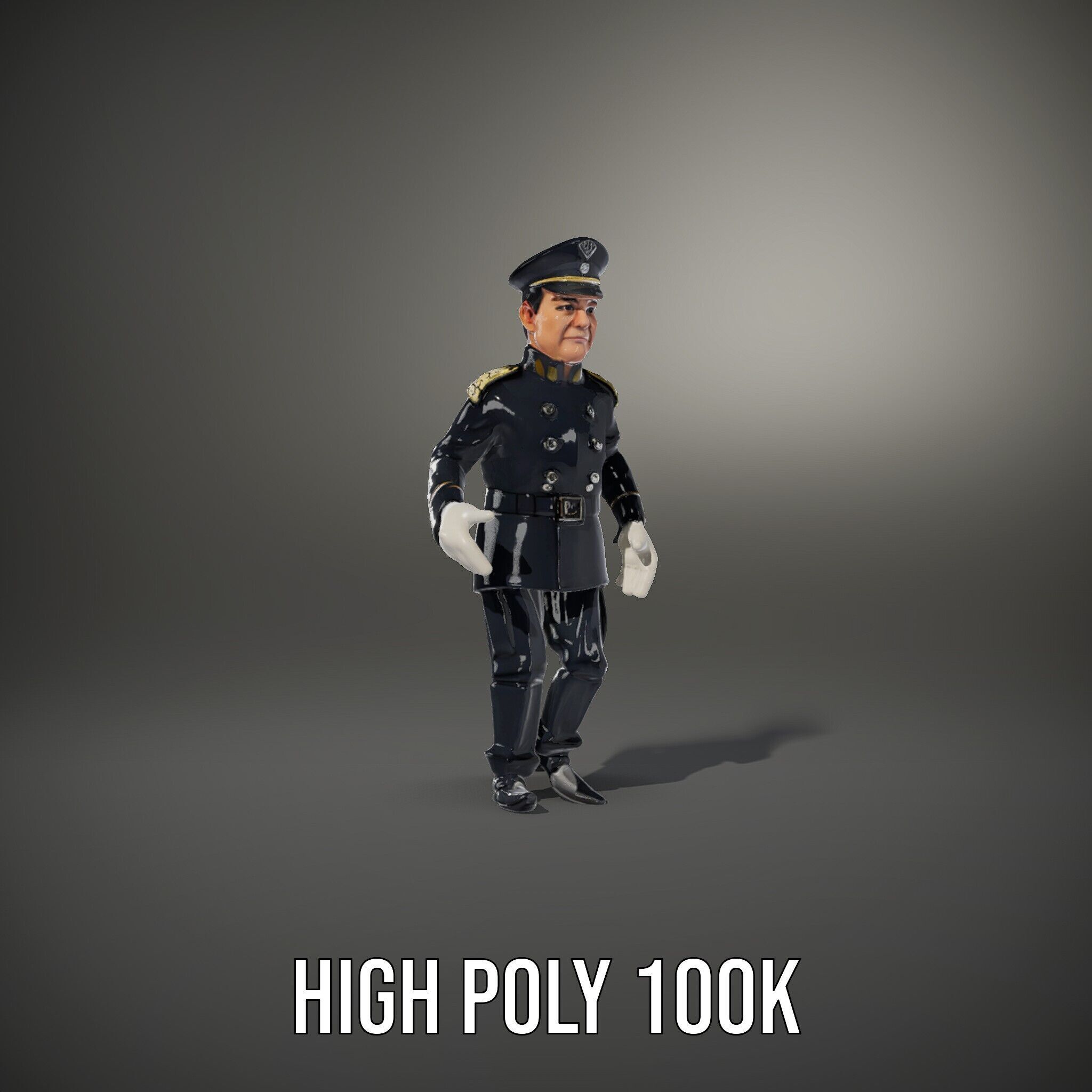 Charming Officer Character Model Rigged and Animated Low-poly 3D model_26