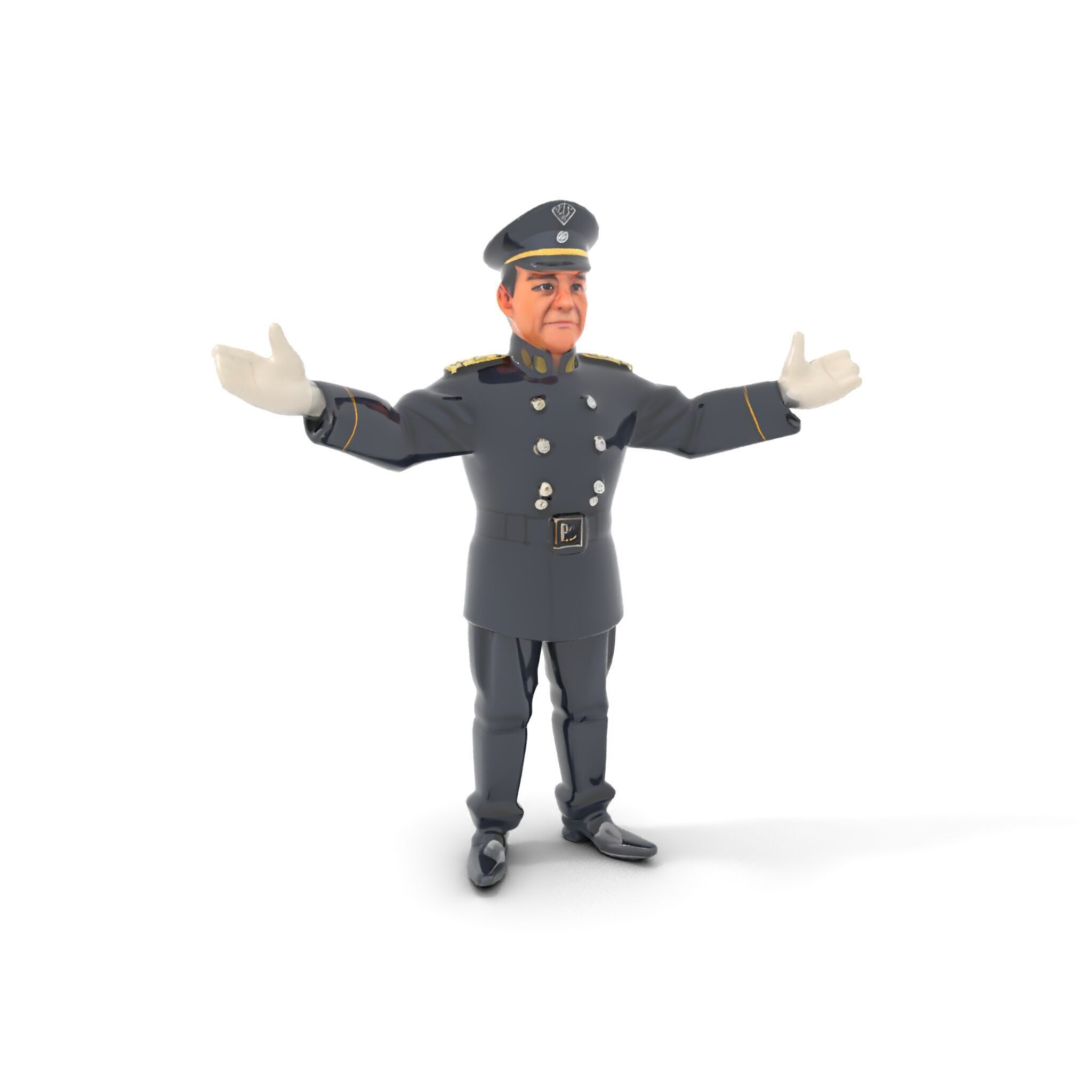 Charming Officer Character Model Rigged and Animated Low-poly 3D model_18