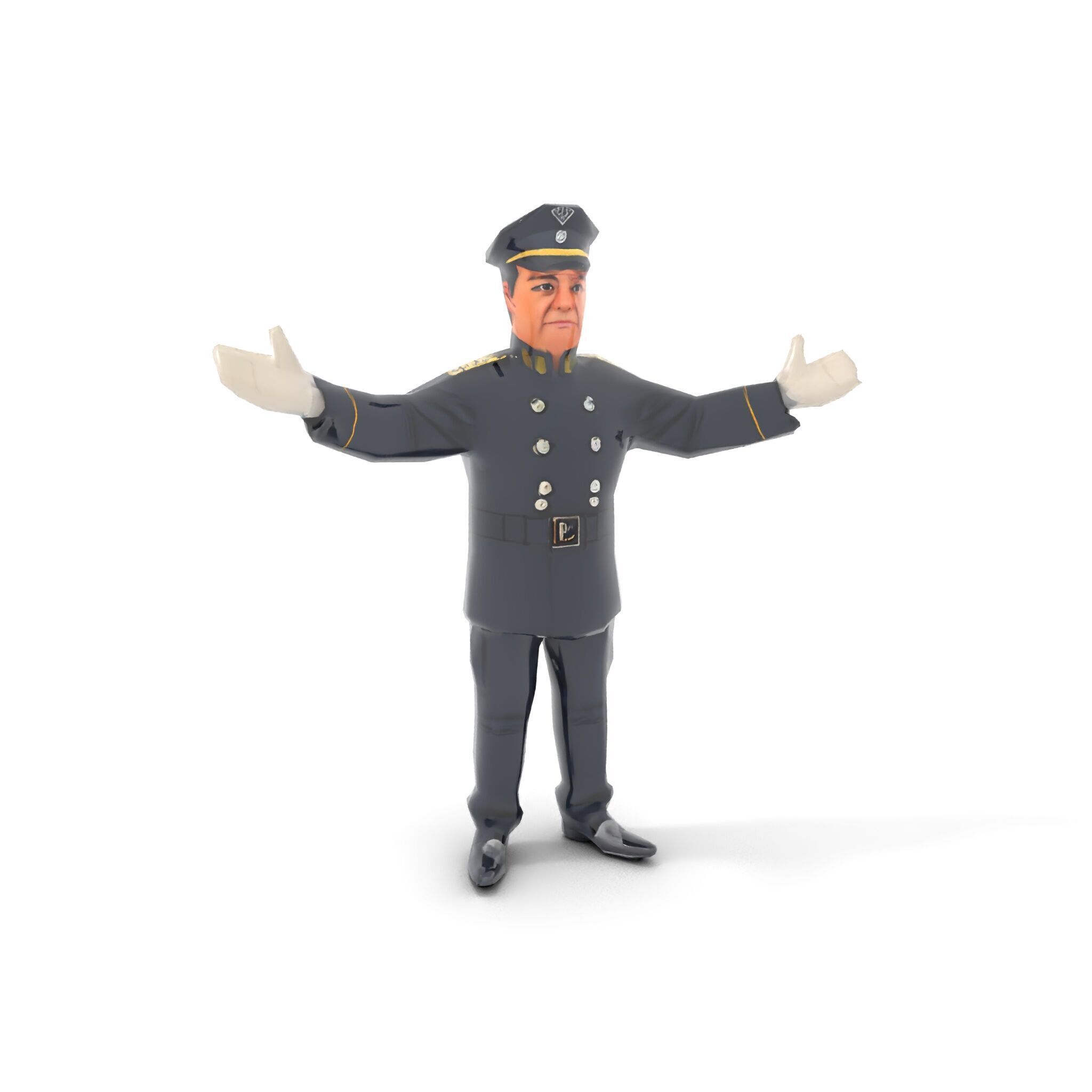Charming Officer Character Model Rigged and Animated Low-poly 3D model_7