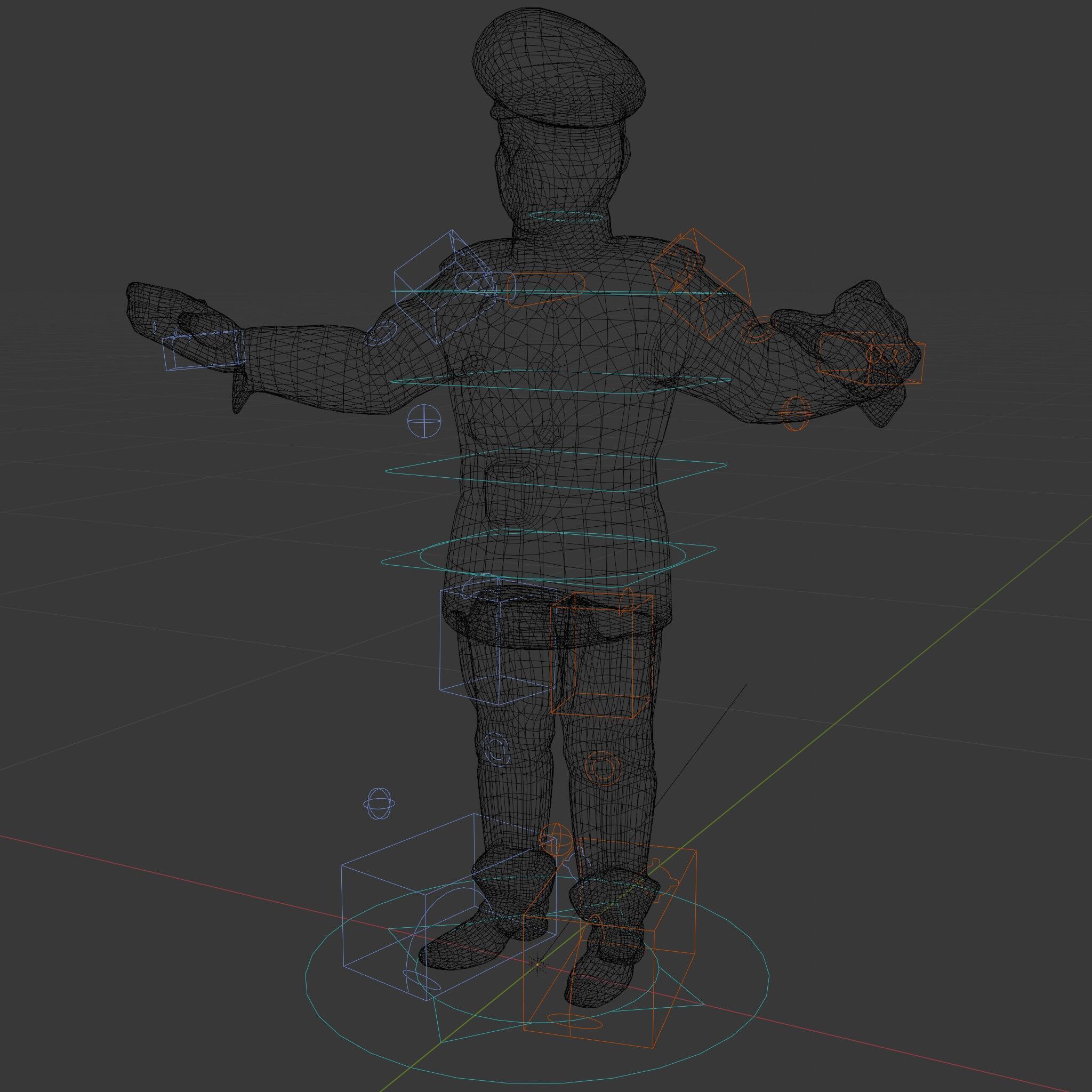 Charming Officer Character Model Rigged and Animated Low-poly 3D model_6
