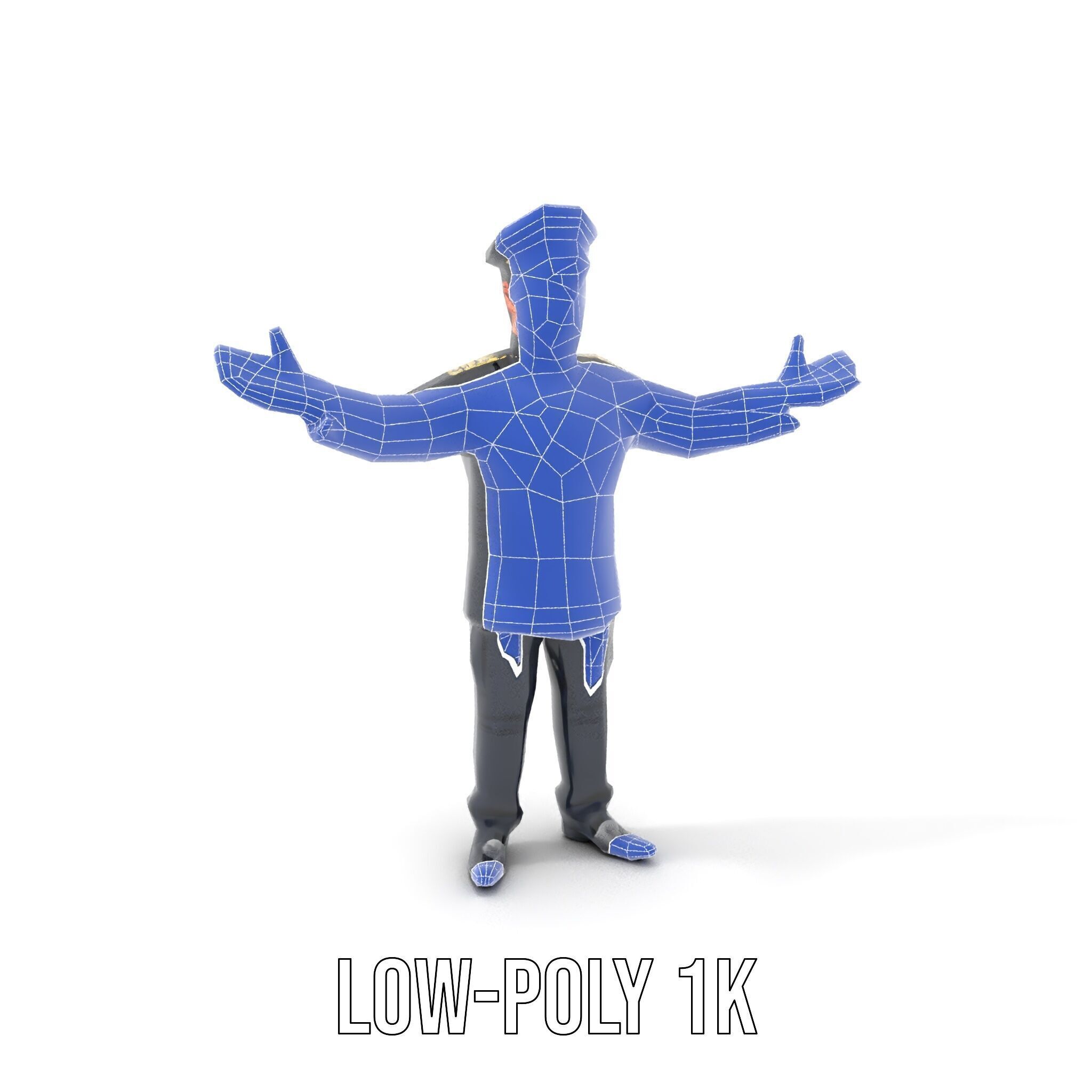 Charming Officer Character Model Rigged and Animated Low-poly 3D model_10