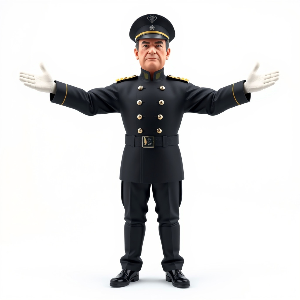 Charming Officer Character Model Rigged and Animated Low-poly 3D model_2