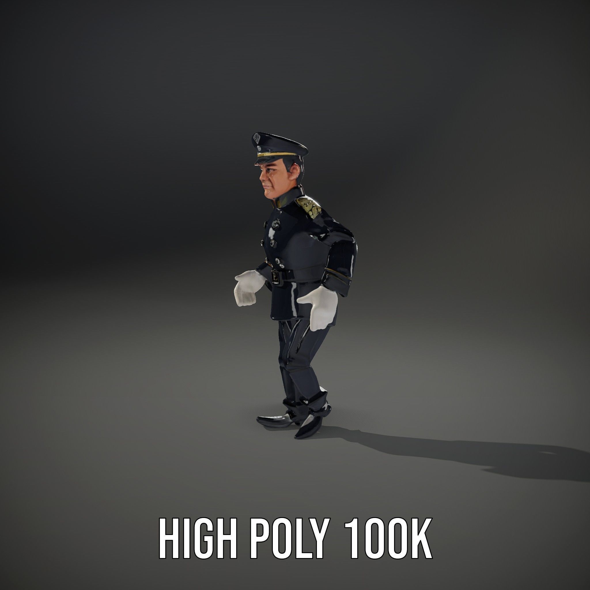 Charming Officer Character Model Rigged and Animated Low-poly 3D model_23