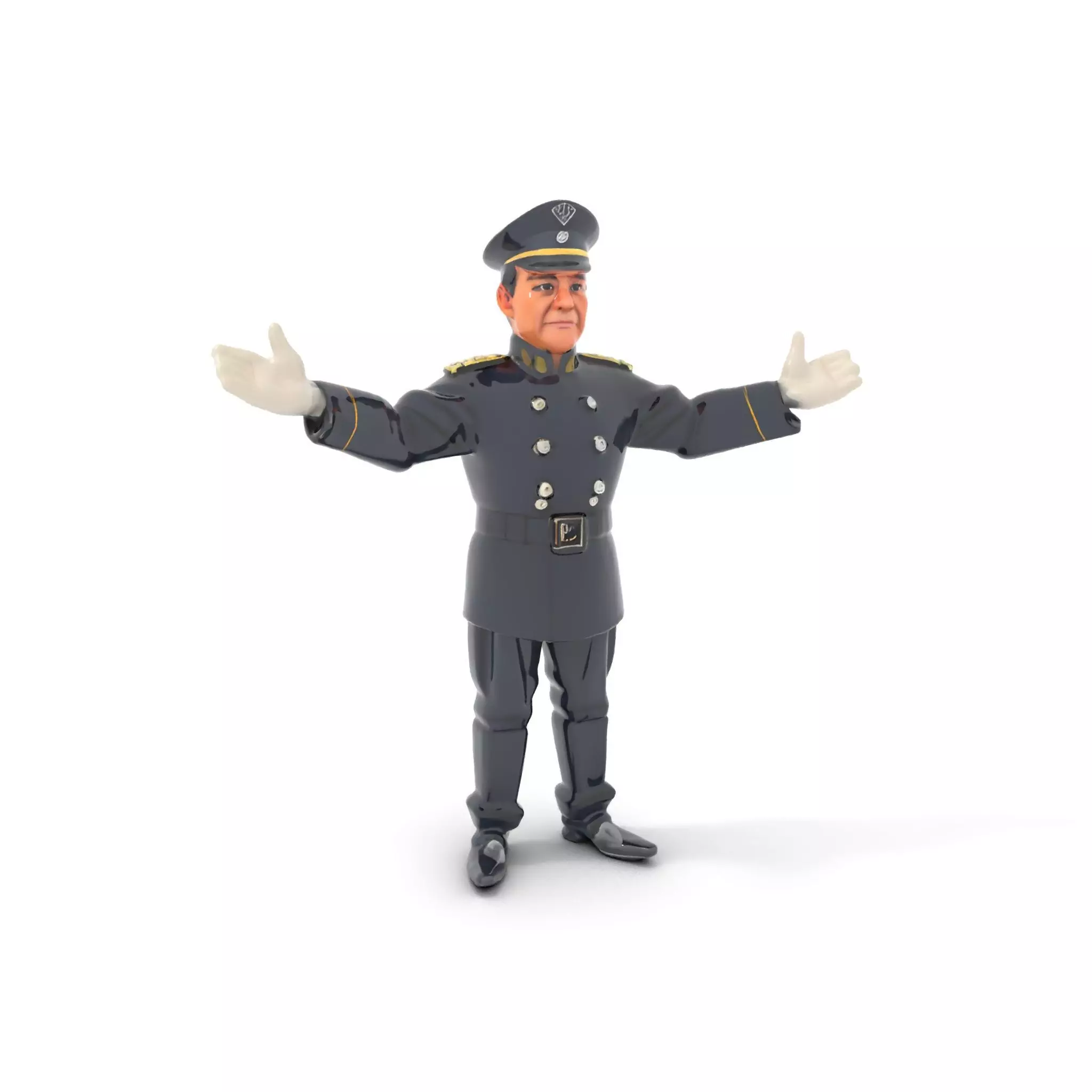 Charming Officer Character Model Rigged and Animated Low-poly 3D model_0
