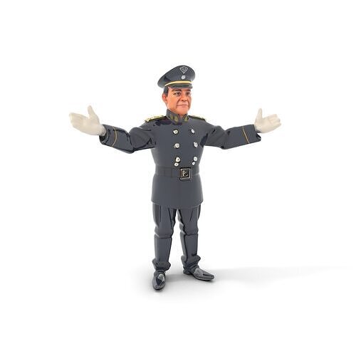 Charming Officer Character Model Rigged and Animated Low-poly 3D model
