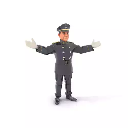 Charming Officer Character Model Rigged and Animated Low-poly 3D model