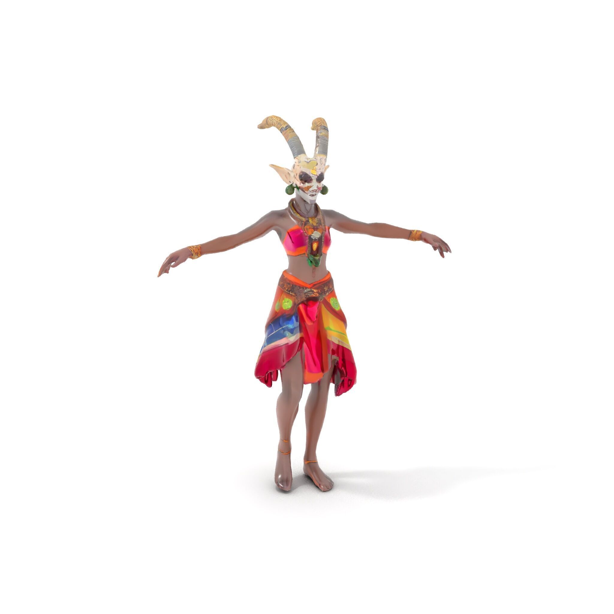 Enchanted Tribal Elf Character Model Rigged and Animated Low-poly 3D model_18