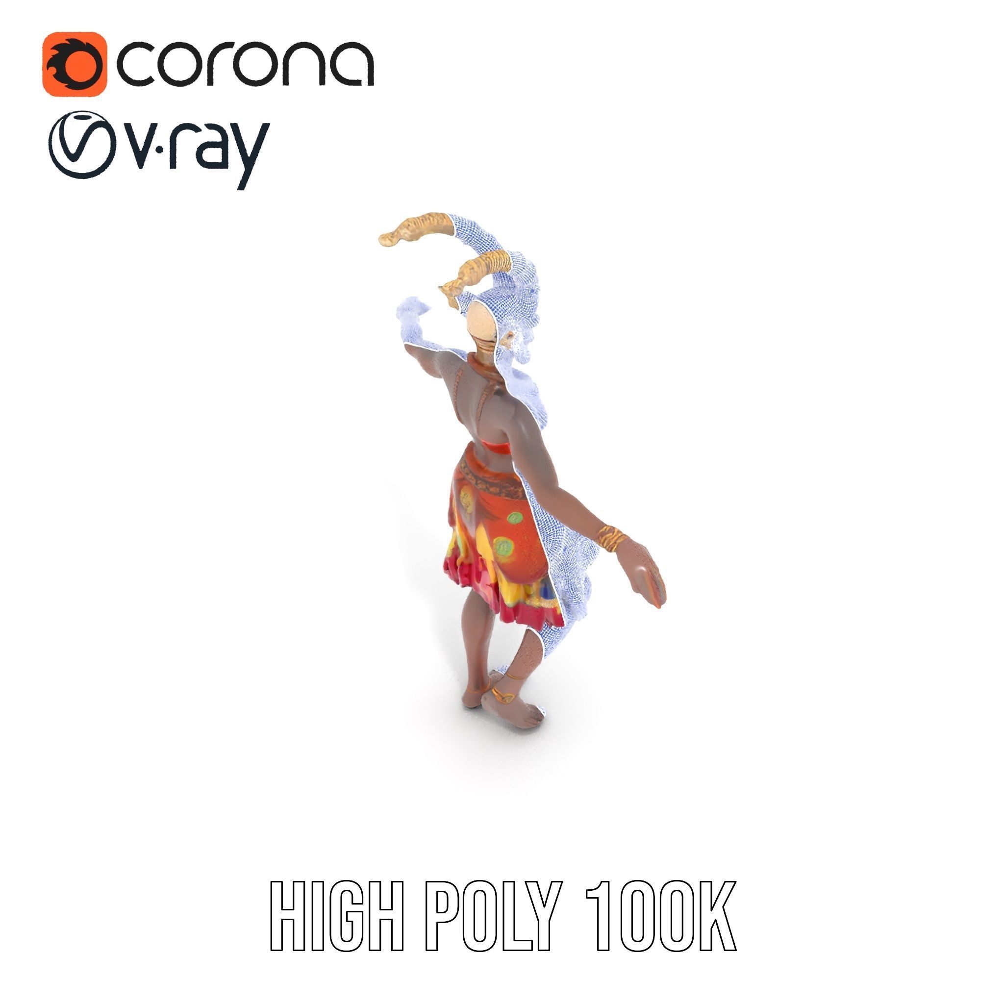 Enchanted Tribal Elf Character Model Rigged and Animated Low-poly 3D model_33