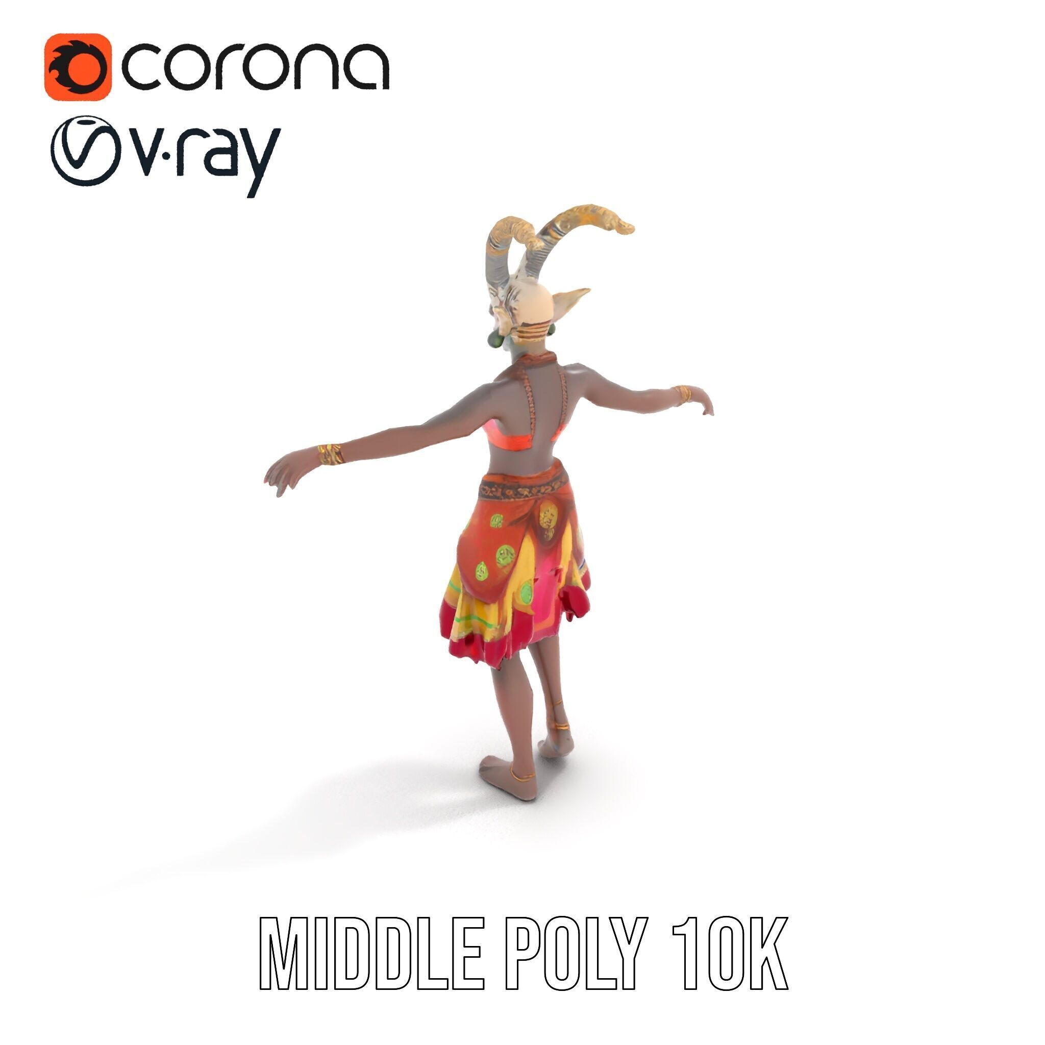 Enchanted Tribal Elf Character Model Rigged and Animated Low-poly 3D model_10