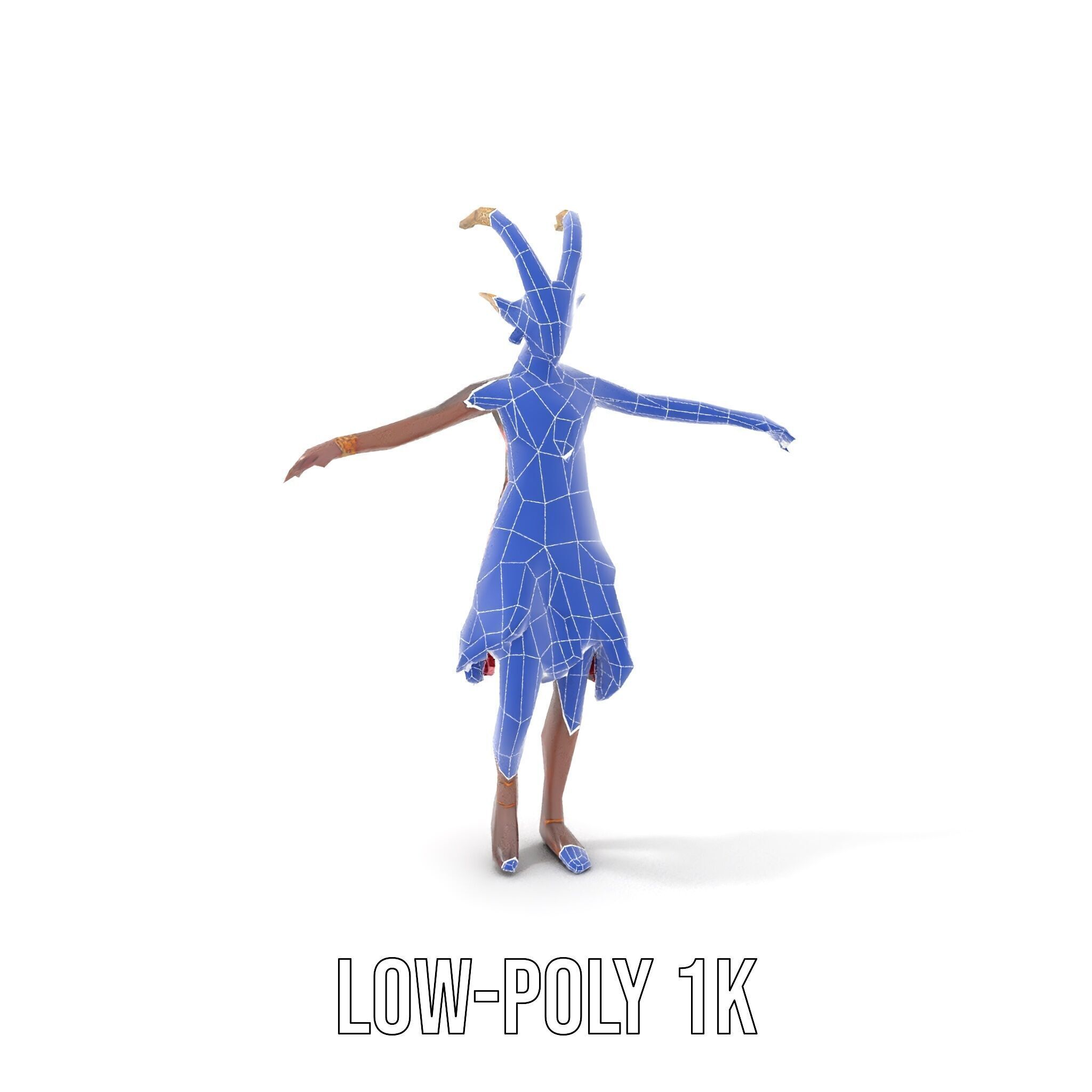 Enchanted Tribal Elf Character Model Rigged and Animated Low-poly 3D model_21