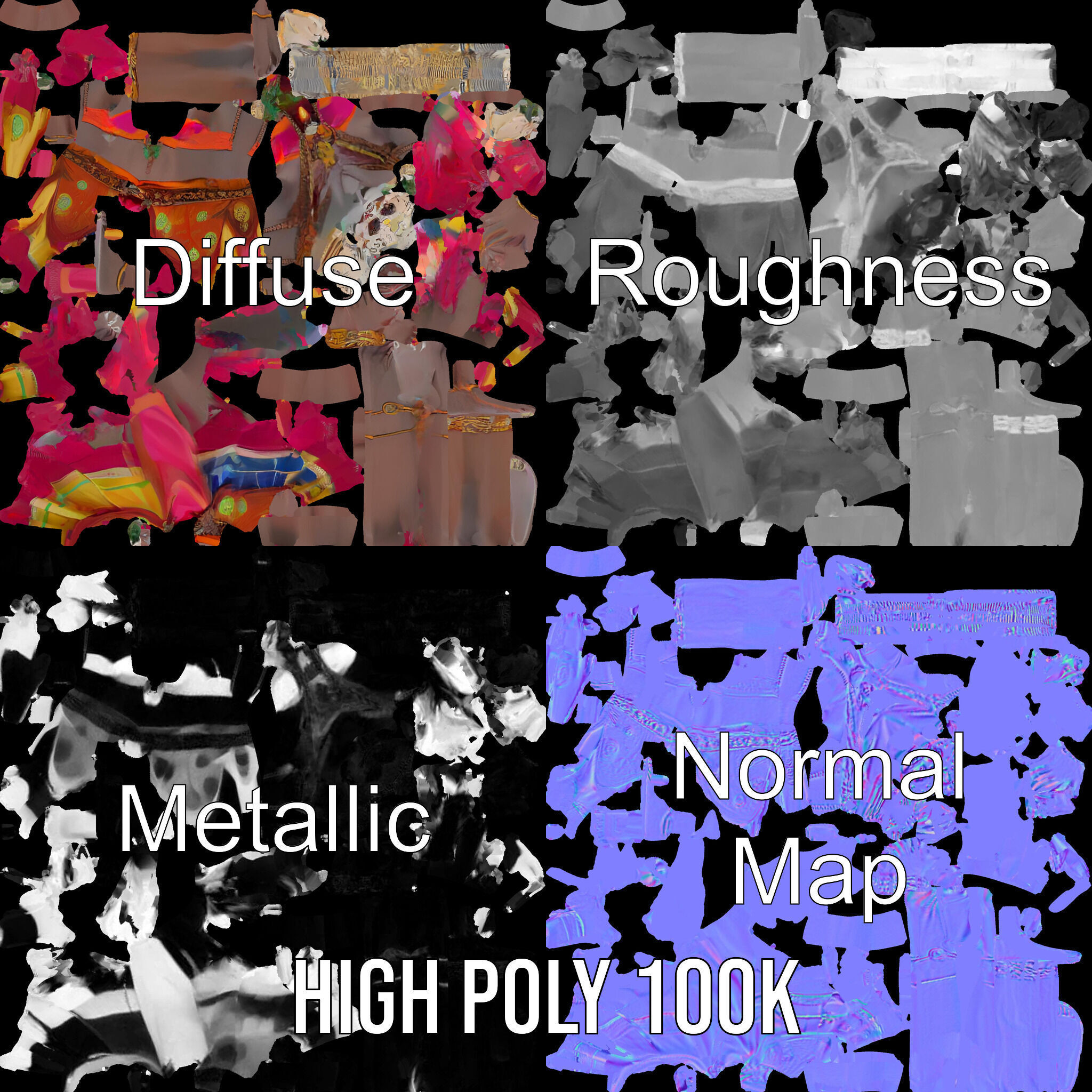 Enchanted Tribal Elf Character Model Rigged and Animated Low-poly 3D model_3