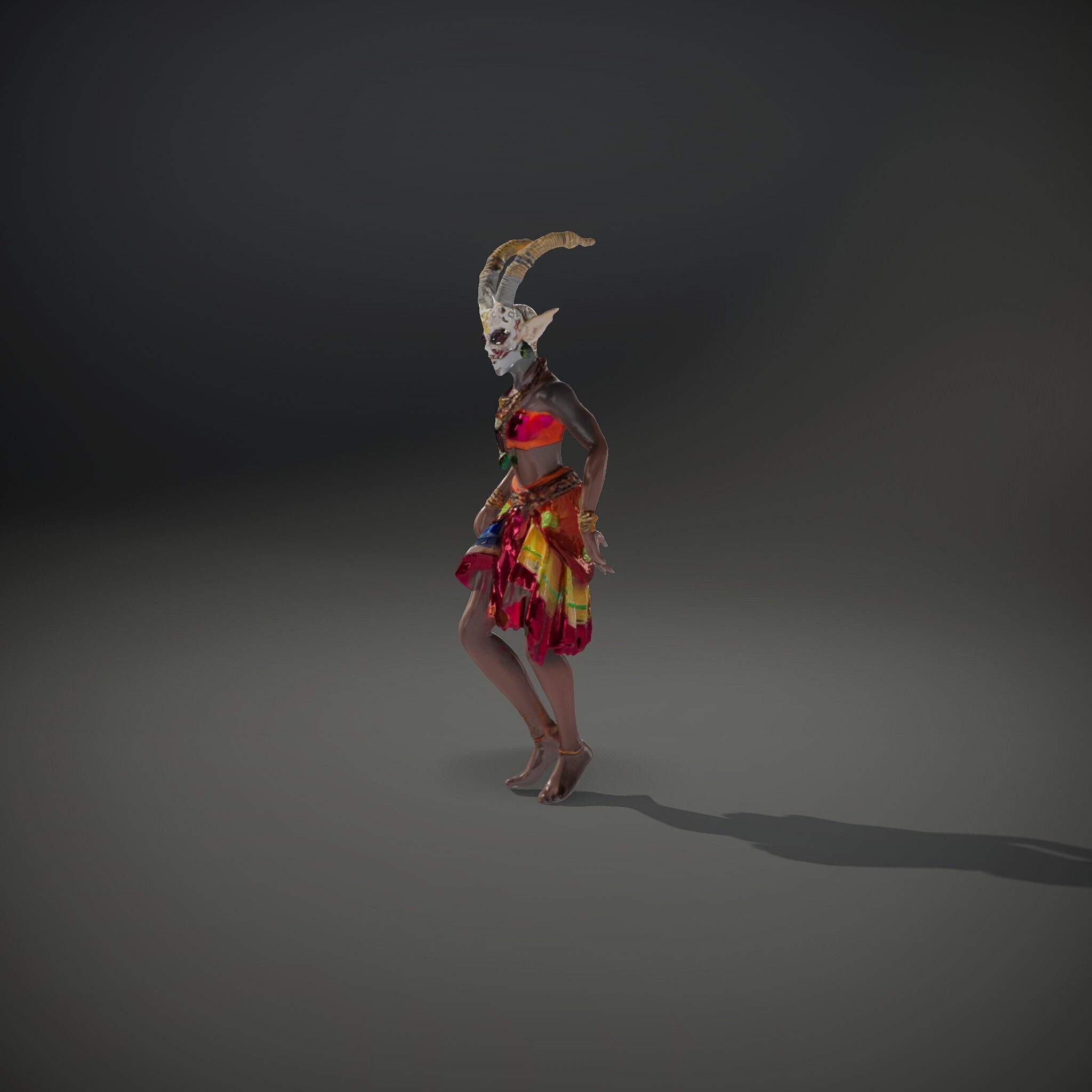 Enchanted Tribal Elf Character Model Rigged and Animated Low-poly 3D model_36
