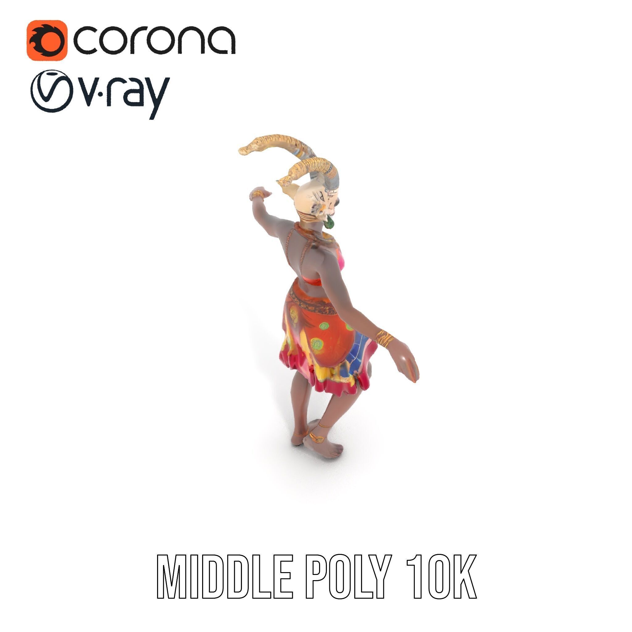 Enchanted Tribal Elf Character Model Rigged and Animated Low-poly 3D model_13