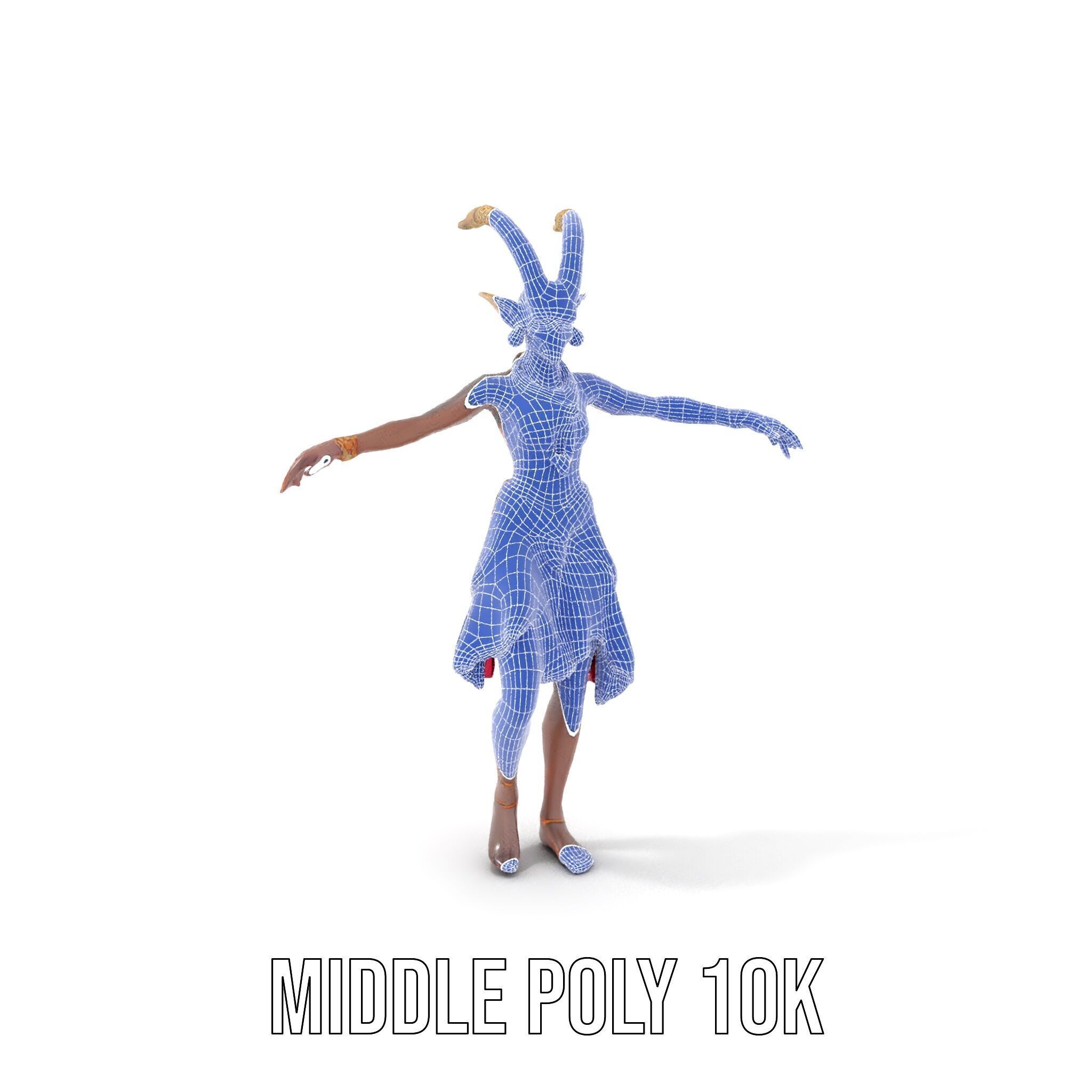 Enchanted Tribal Elf Character Model Rigged and Animated Low-poly 3D model_23