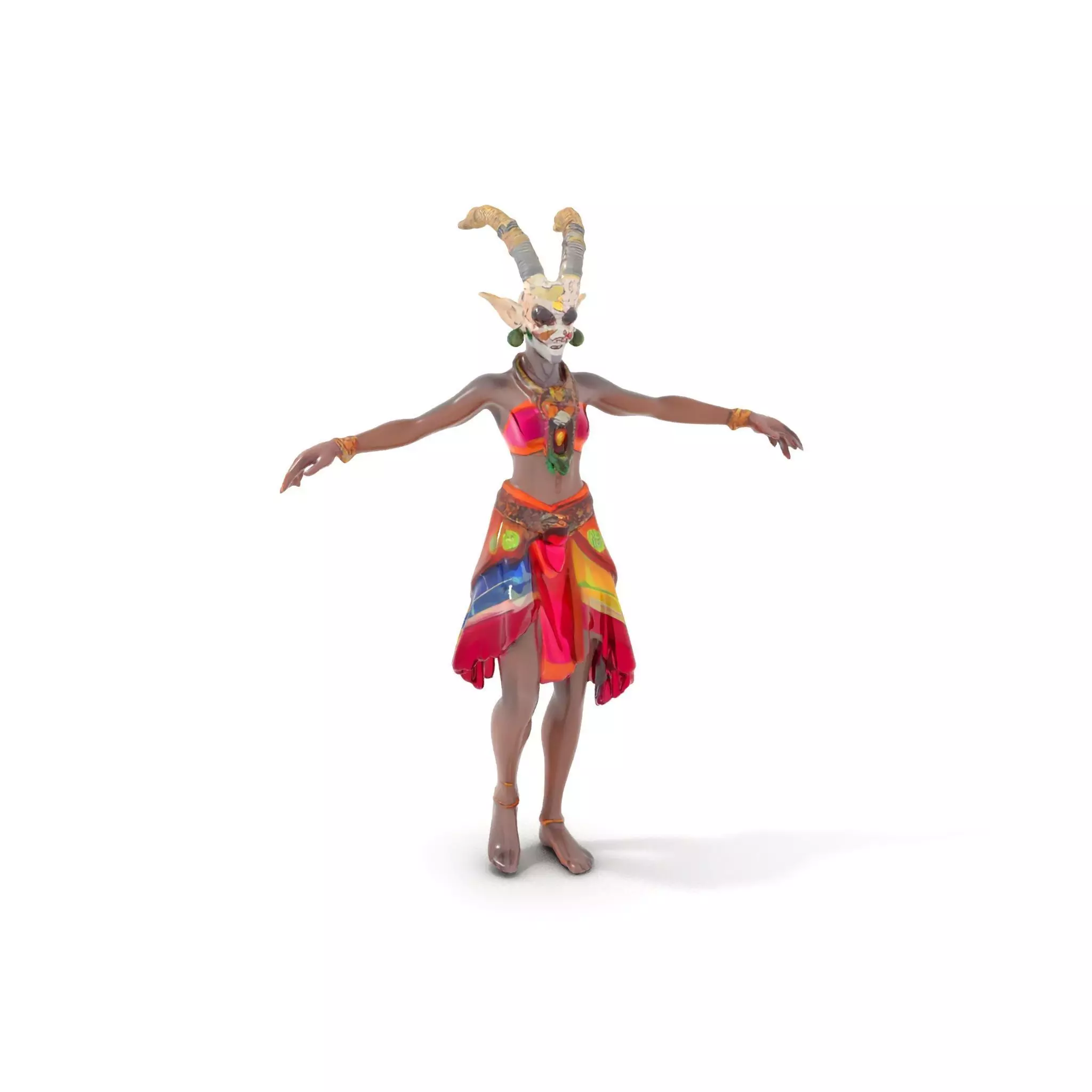 Enchanted Tribal Elf Character Model Rigged and Animated Low-poly 3D model_0