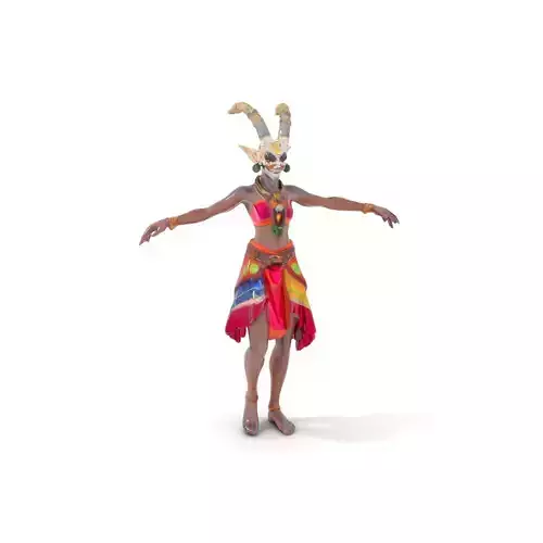 Enchanted Tribal Elf Character Model Rigged and Animated Low-poly 3D model