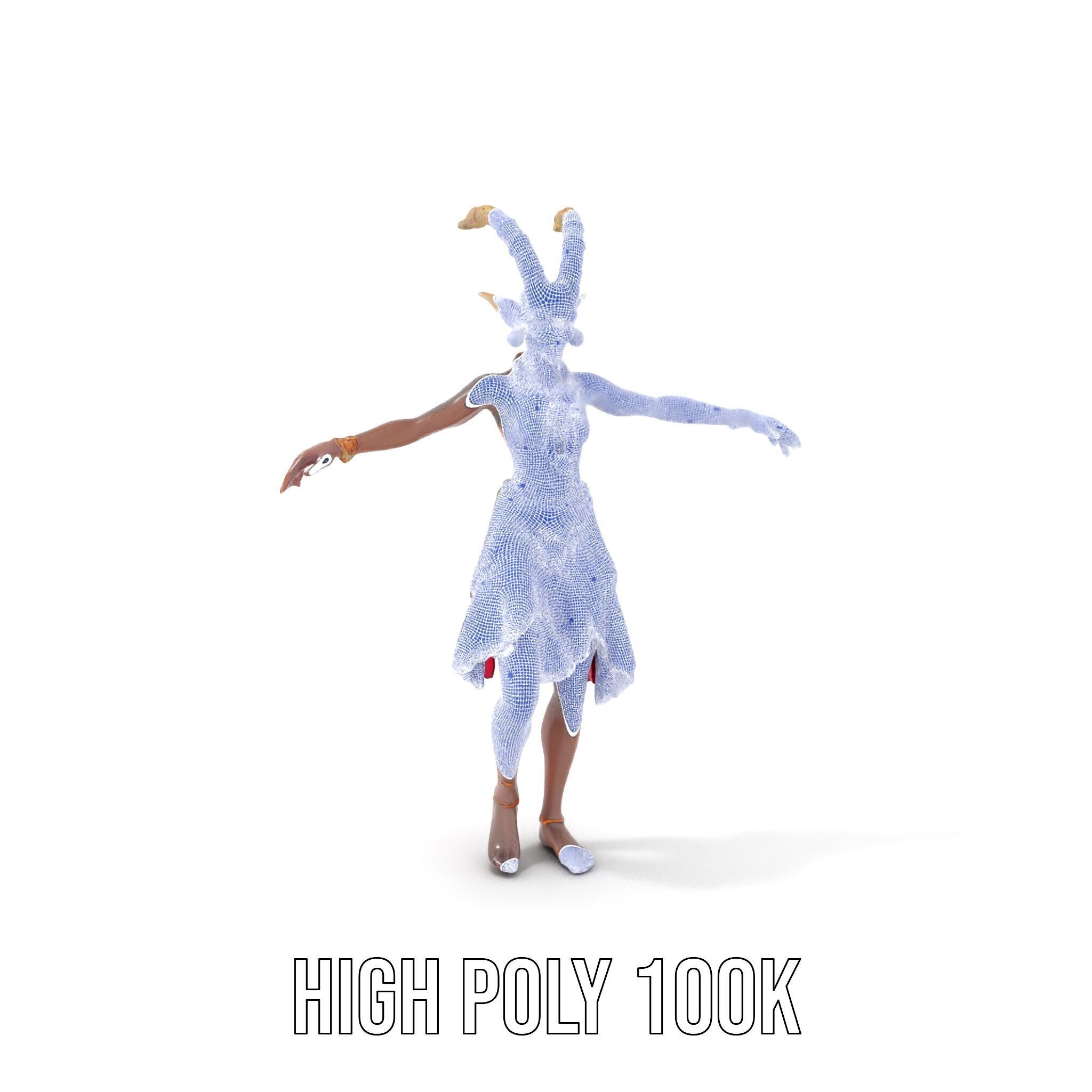 Enchanted Tribal Elf Character Model Rigged and Animated Low-poly 3D model_4
