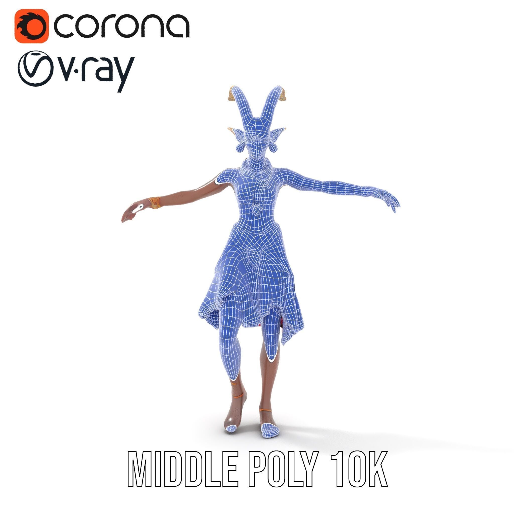 Enchanted Tribal Elf Character Model Rigged and Animated Low-poly 3D model_29