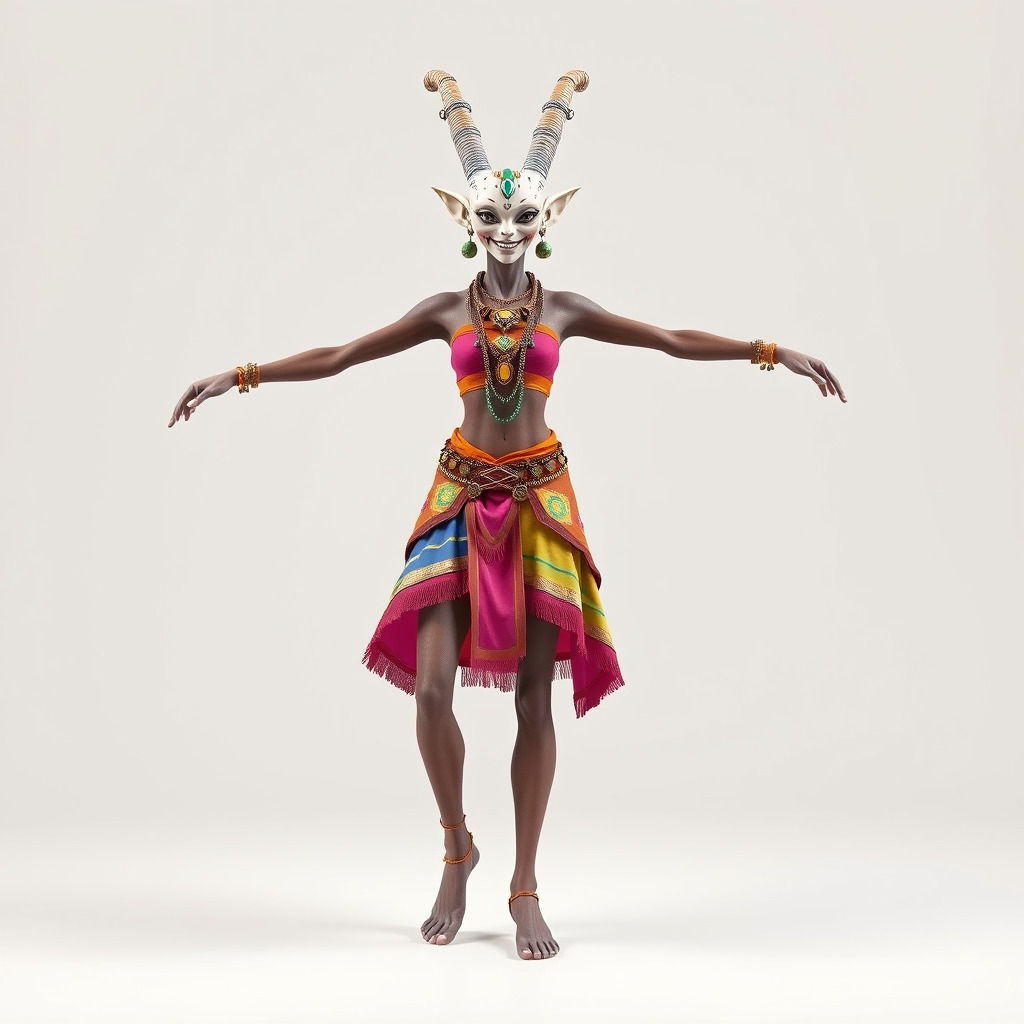 Enchanted Tribal Elf Character Model Rigged and Animated Low-poly 3D model_2