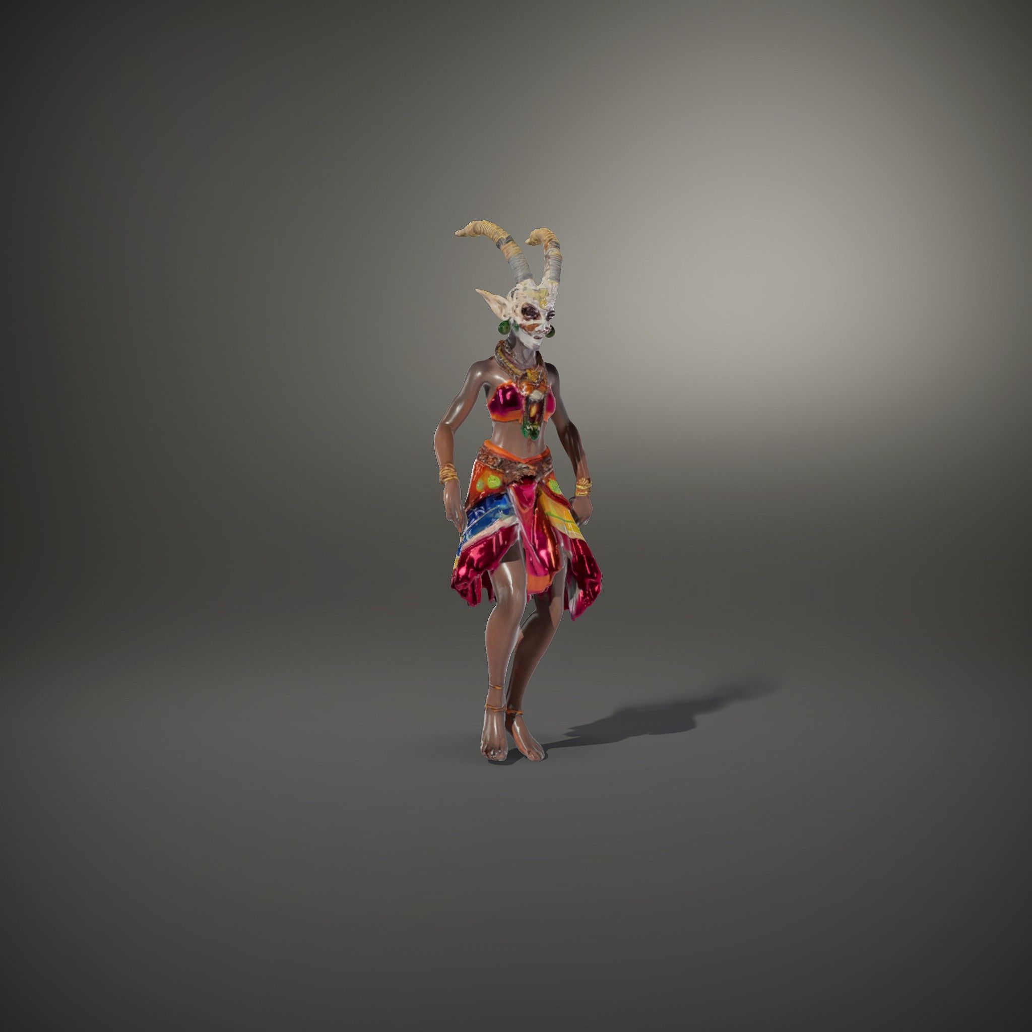 Enchanted Tribal Elf Character Model Rigged and Animated Low-poly 3D model_35