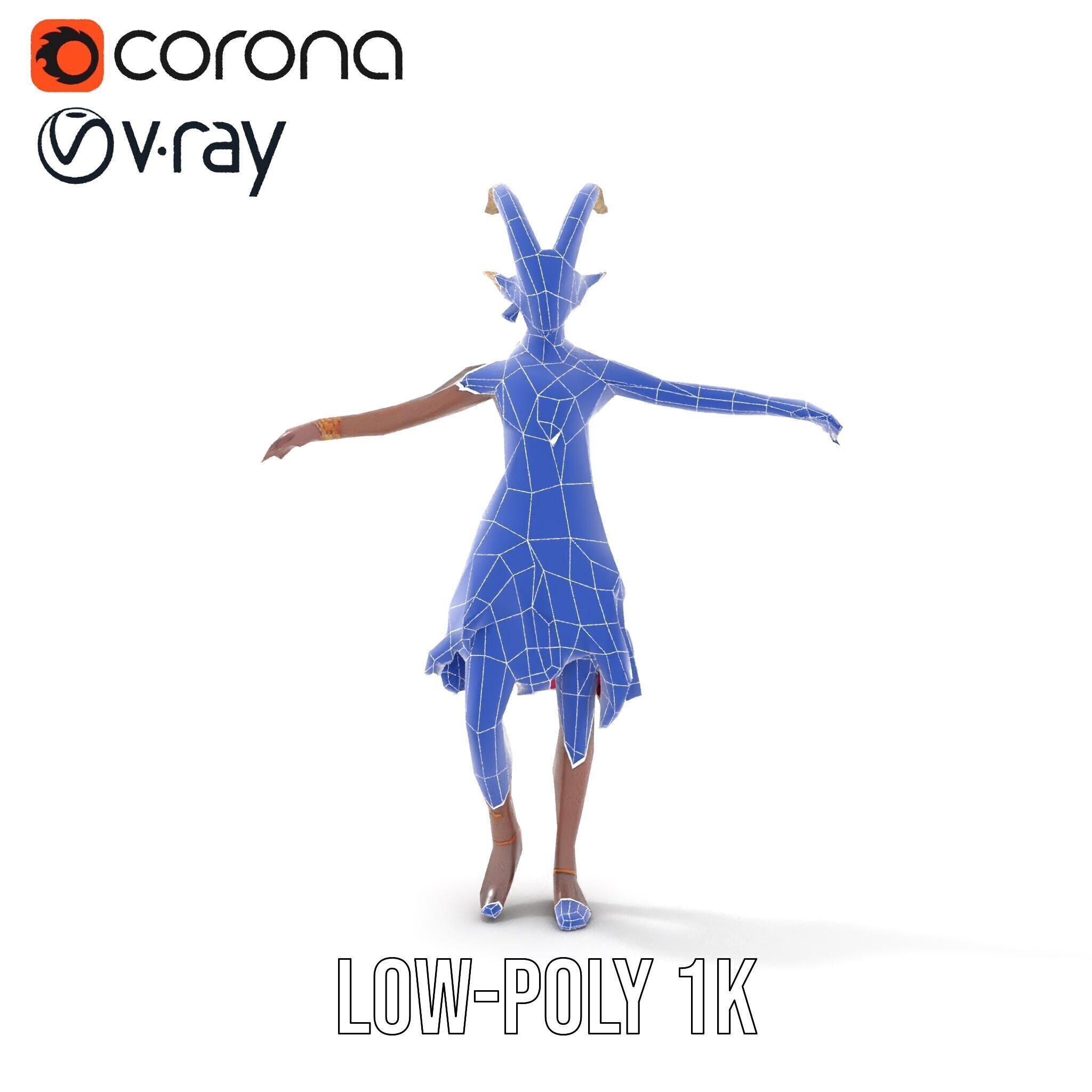 Enchanted Tribal Elf Character Model Rigged and Animated Low-poly 3D model_17